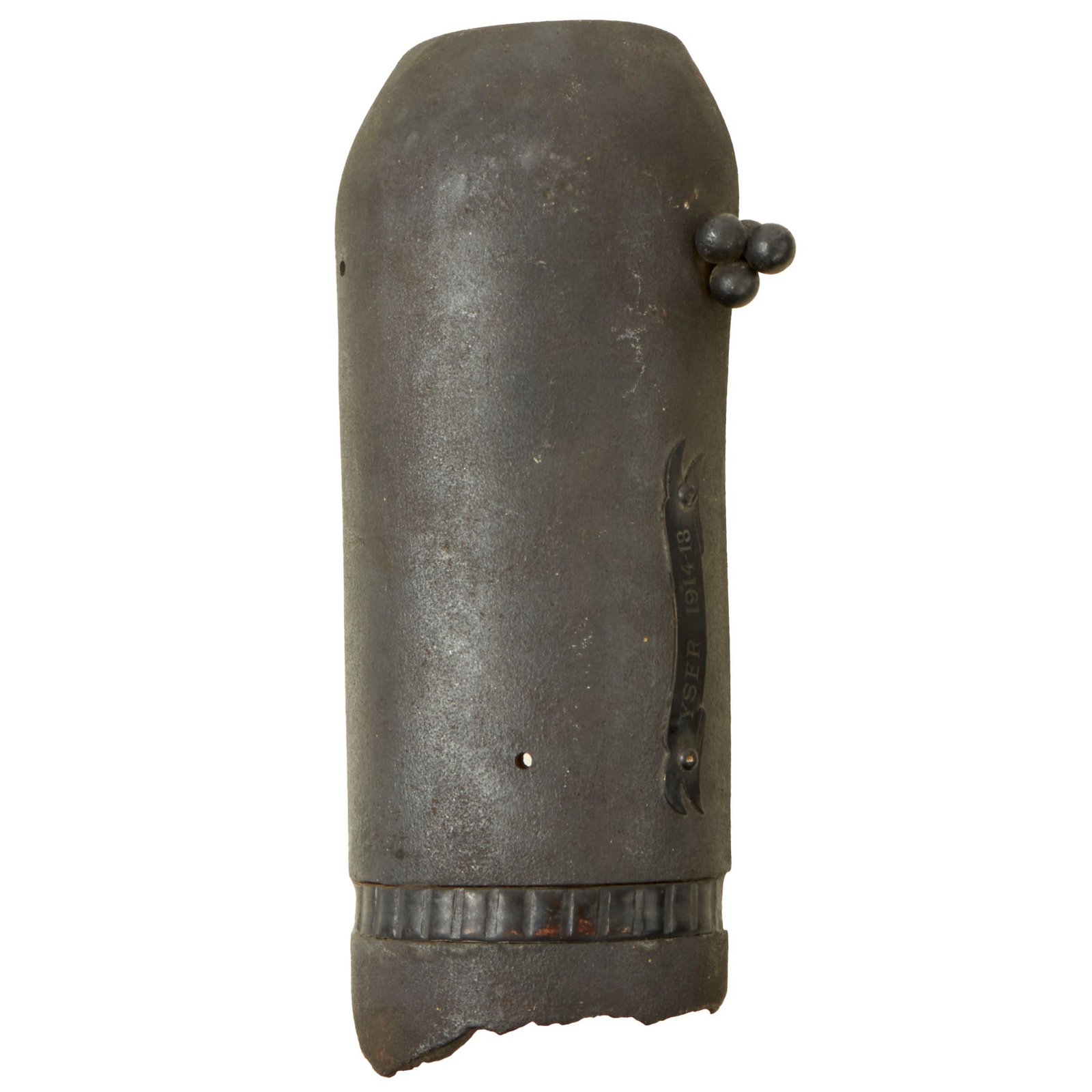 Buy Original Belgian WWI Yser 1914 - 1918 Trench Art Large Shell Fragment Piece with Shrapnel Balls | Original Firearms Antique For Sale