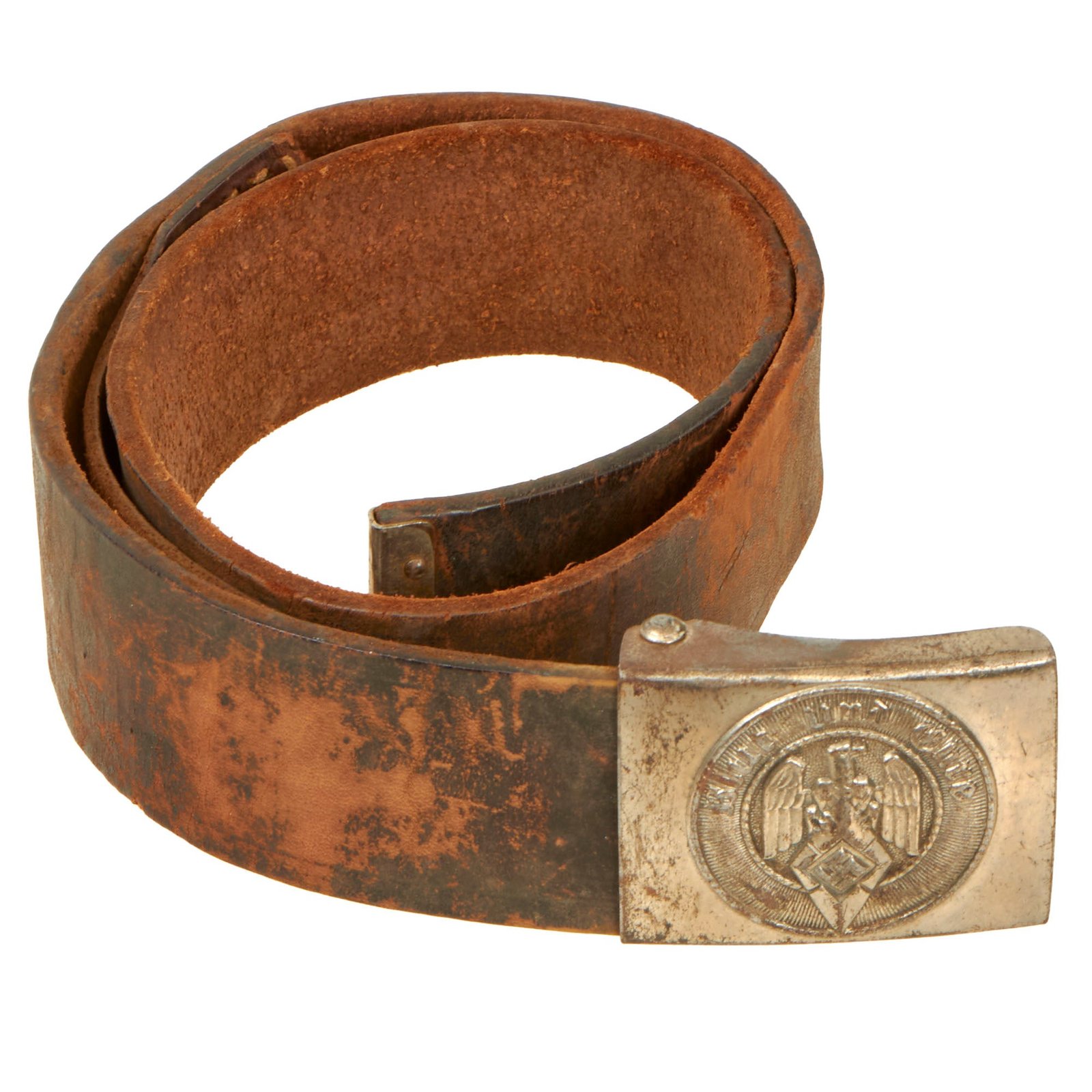 Buy Original German WWII HJ Leather Knife Belt with Steel Buckle by F. W. Assmann & Söhne - RZM M4/39 | Original Firearms Antique For Sale