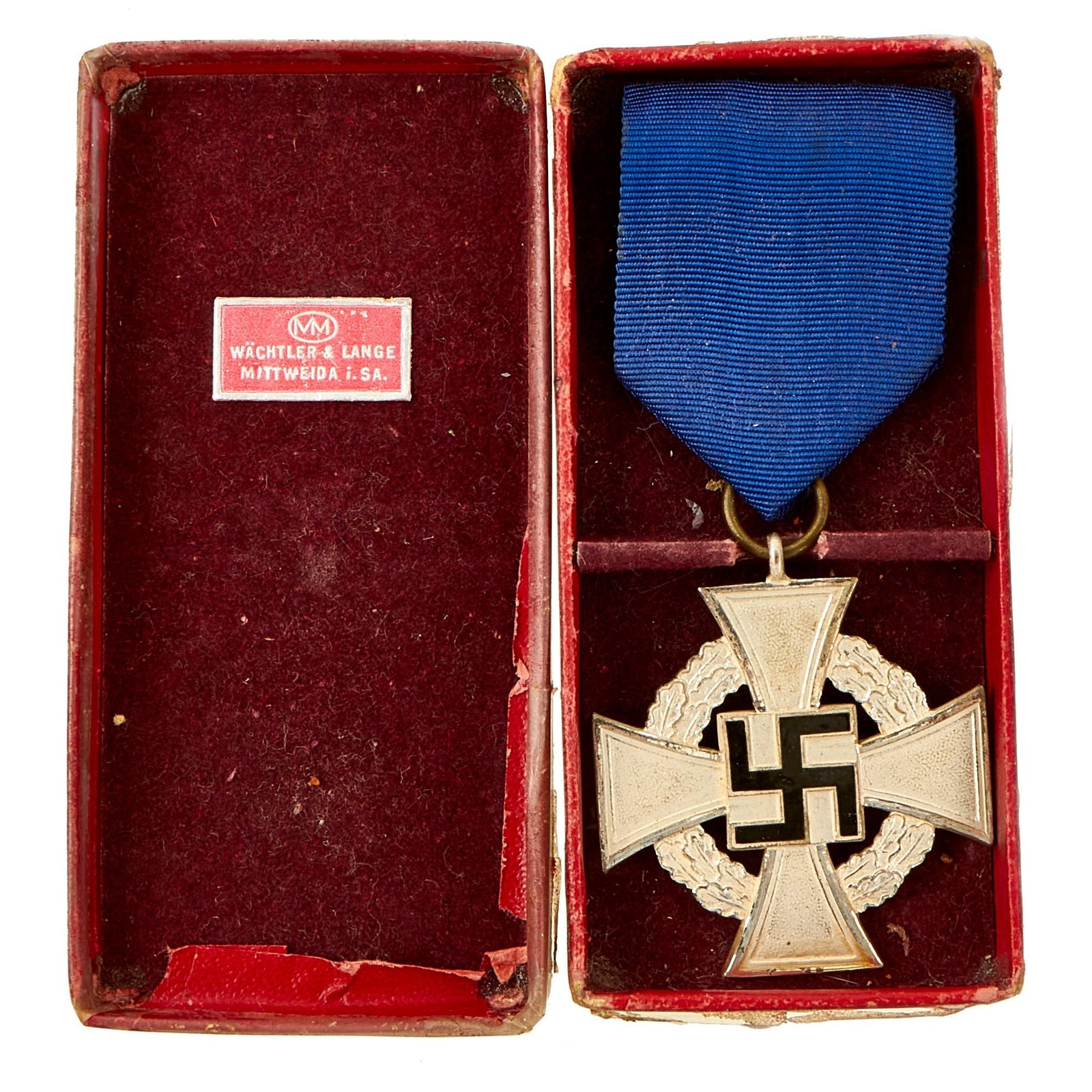 Buy Original German WWII 2nd Class 25 Year Civil Service Faithful Service Medal in Case by Wächtler & Lange | Original Firearms Antique For Sale