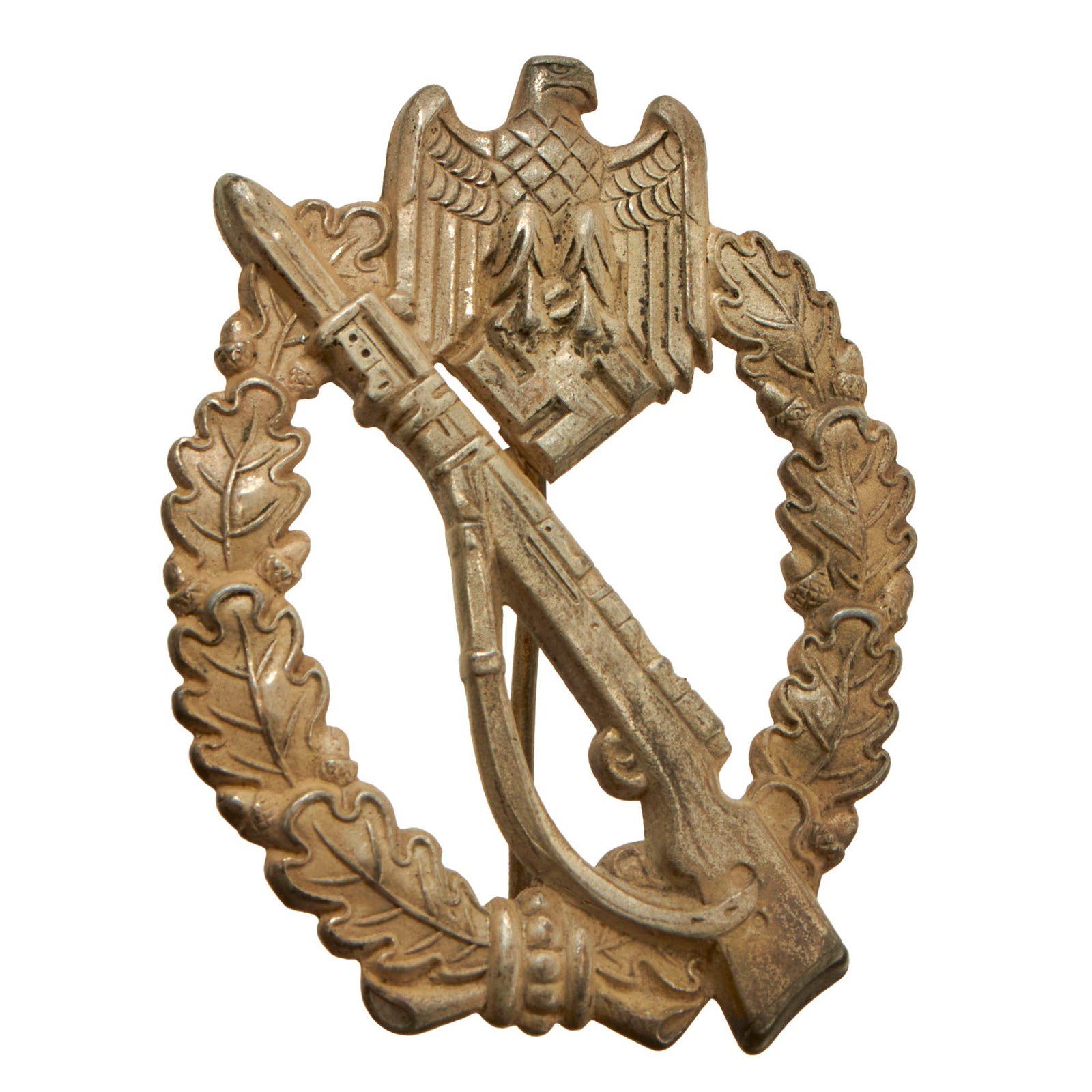 Original German WWII Silver Grade Infantry Assault Badge Featured in Sascha Weber Book - Unmarked Solid Back