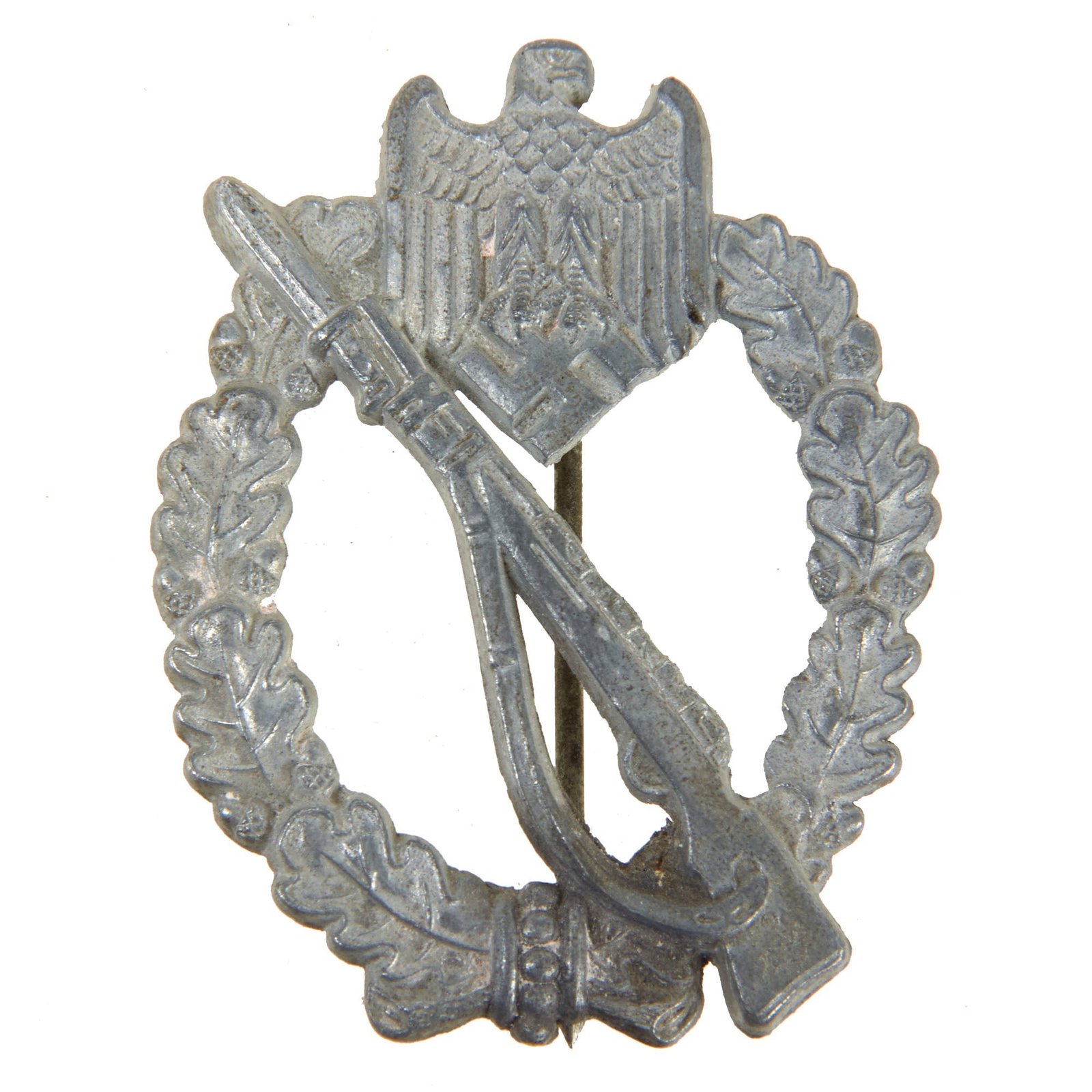 Original German WWII Silver Grade Infantry Assault Badge by C.E. Juncker of Berlin - Featured in Sascha Weber Book