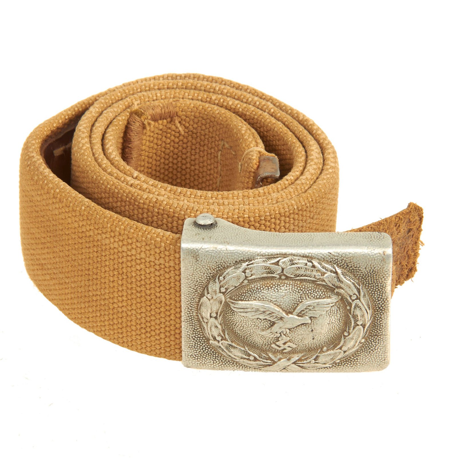 Buy Original German WWII Post War Czech Reissued Luftwaffe Afrikakorps DAK Web Belt with Aluminum Buckle by Hermann Aurich dated 1939 | Original Firearms Antique For Sale