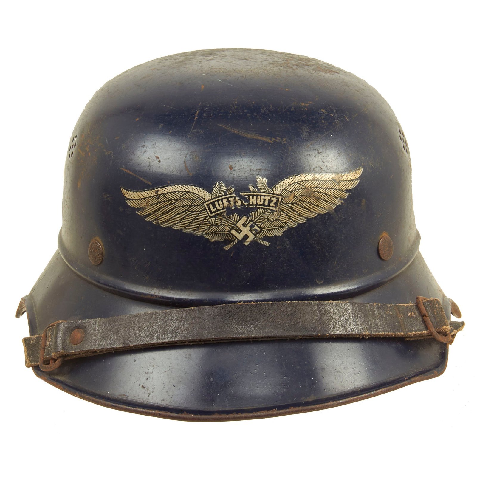 Buy Original German WWII M38 Luftschutz Beaded Gladiator Air Defense Helmet with 56cm Liner & Chinstrap - dated 1938 | Original Firearms Antique For Sale