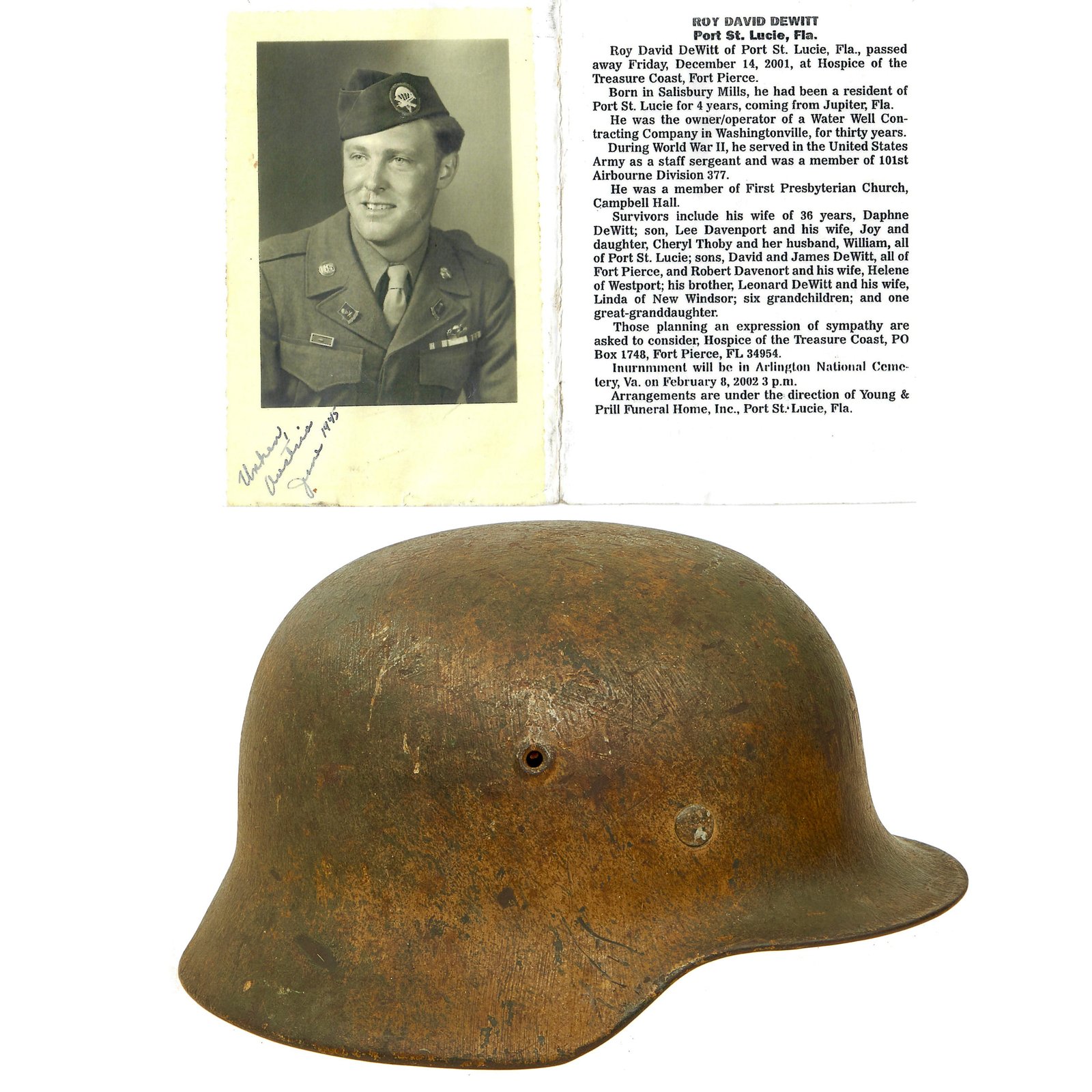 Buy Original German WWII Named USGI Bring Back DAK Afrikakorps To Camouflage Converted M40 Helmet - Stamped ET64 | Original Firearms Antique For Sale