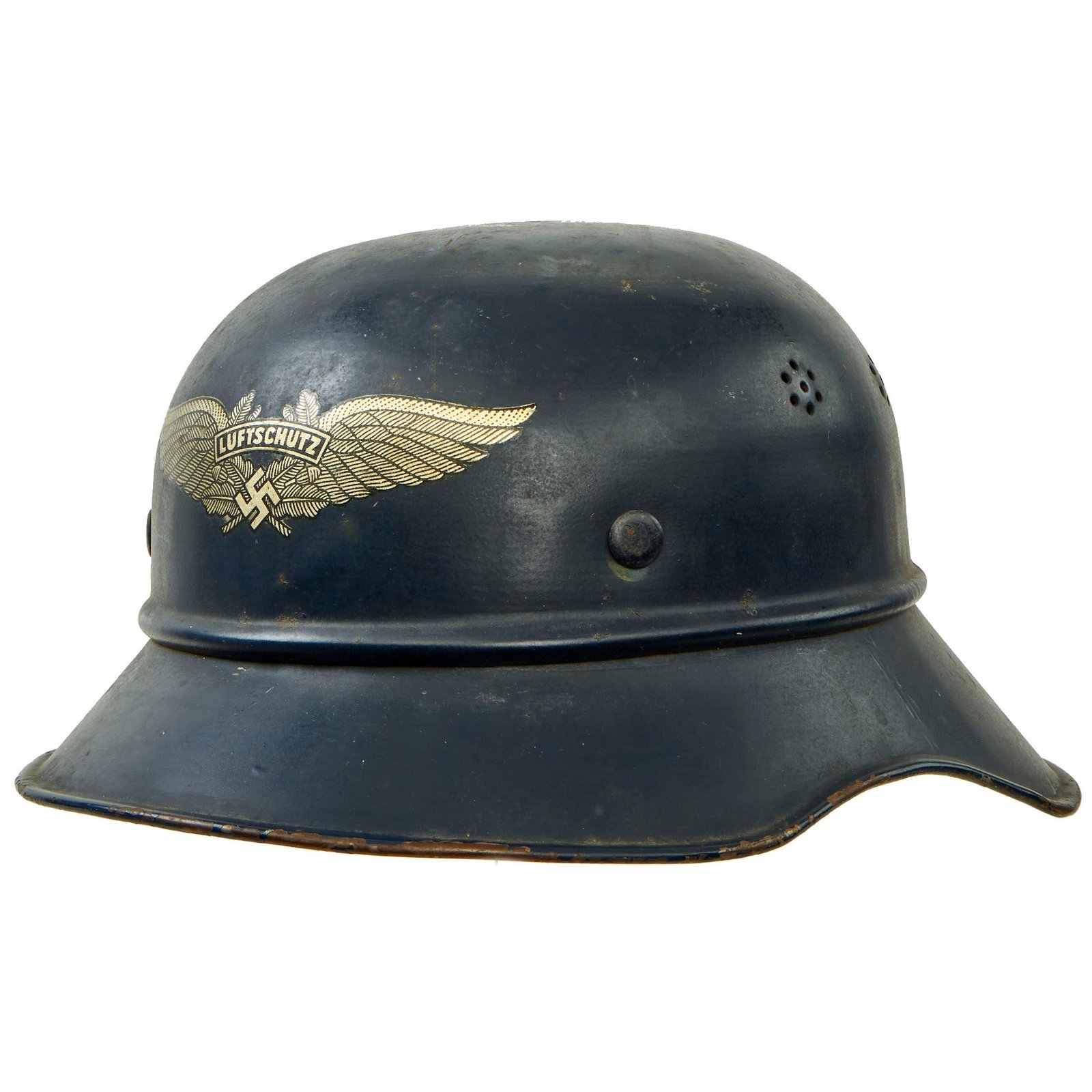 Buy Original German WWII M38 Luftschutz Beaded Gladiator Air Defense Helmet with 55cm Liner - dated 1938 | Original Firearms Antique For Sale