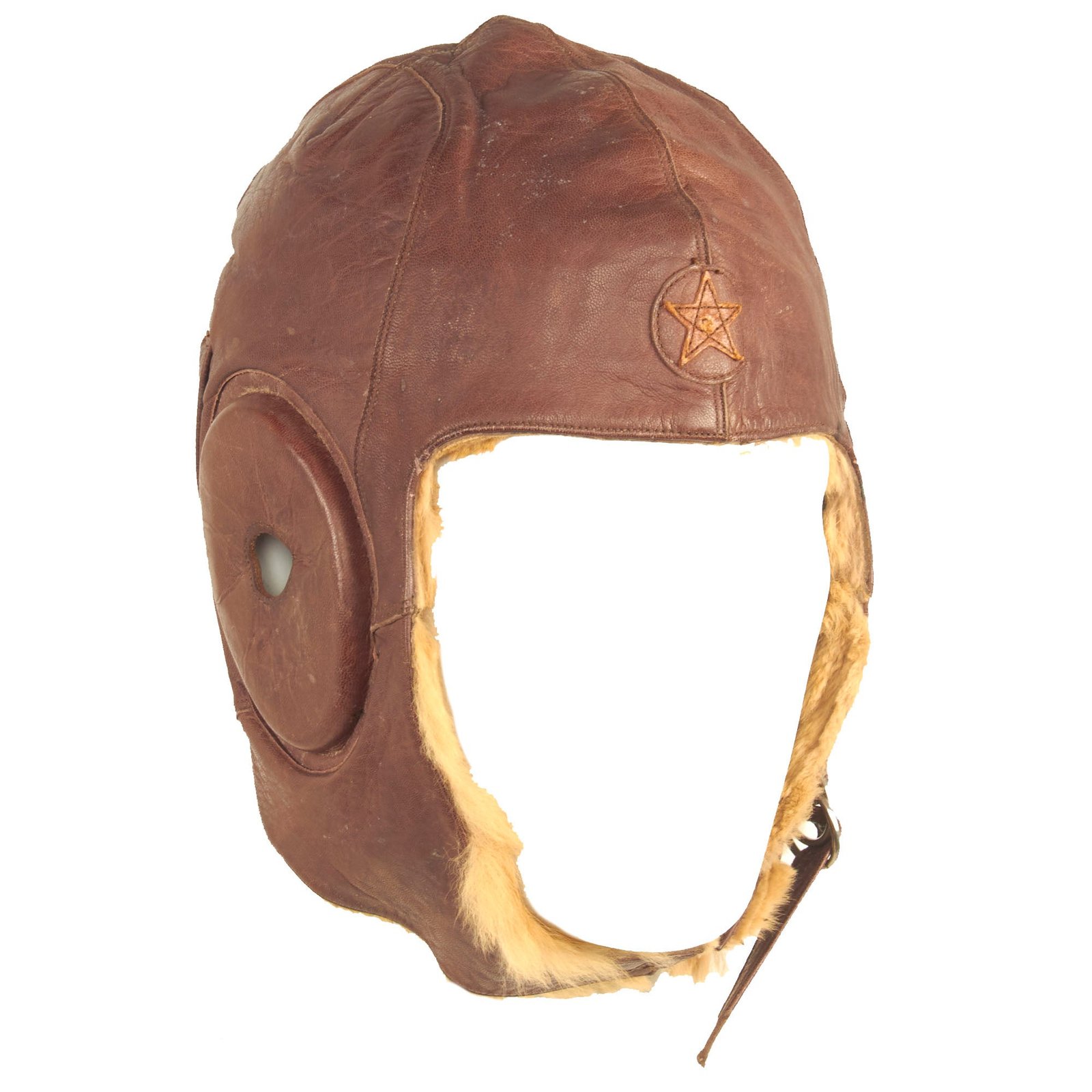 Buy Original Japanese WWII Imperial Japanese Army Air Service Fur Lined Leather Flight Helmet - dated 1944 | Original Firearms Antique For Sale
