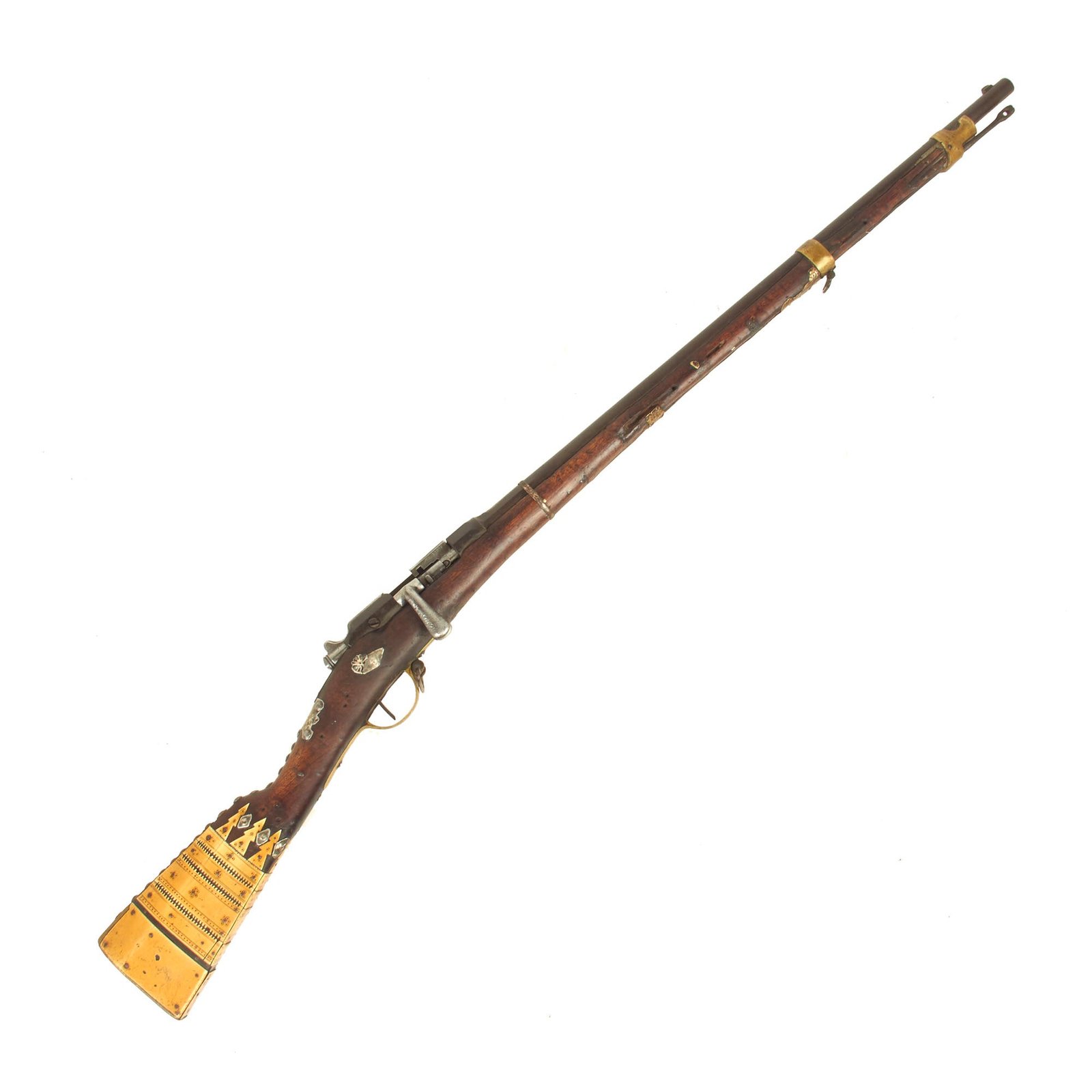 Buy Original French MLE 1874 M80 Brass Mounted Gras Camel Short Rifle by St. Étienne with Berber Decorations - dated 1879 | Original Firearms Antique For Sale