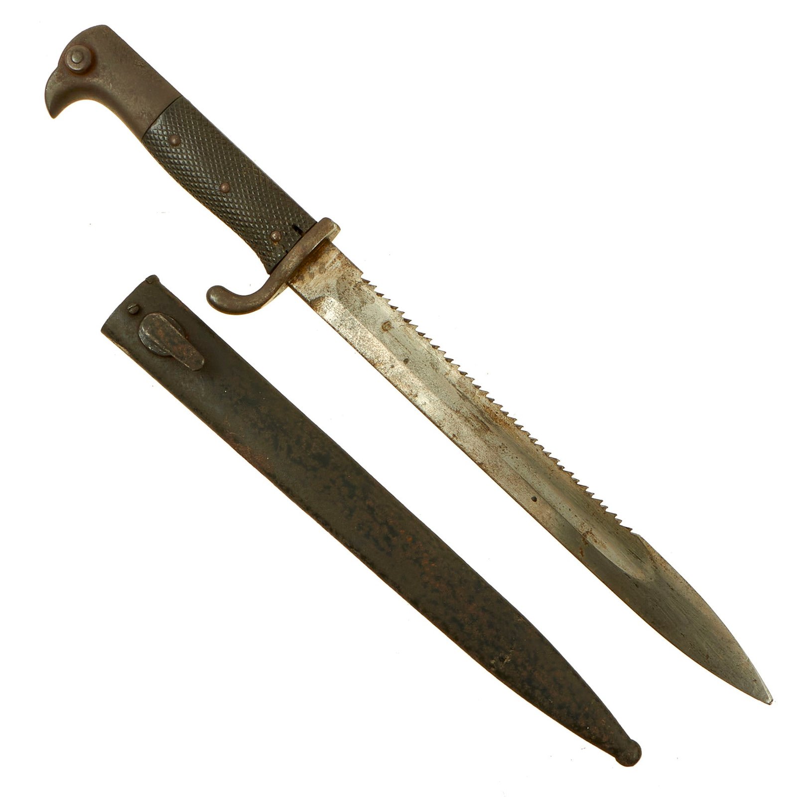 Buy Original German WWI M1898/05 Butcher Sawback Bayonet by C. G. Haenel with Scabbard - Dated 1914 | Original Firearms Antique For Sale