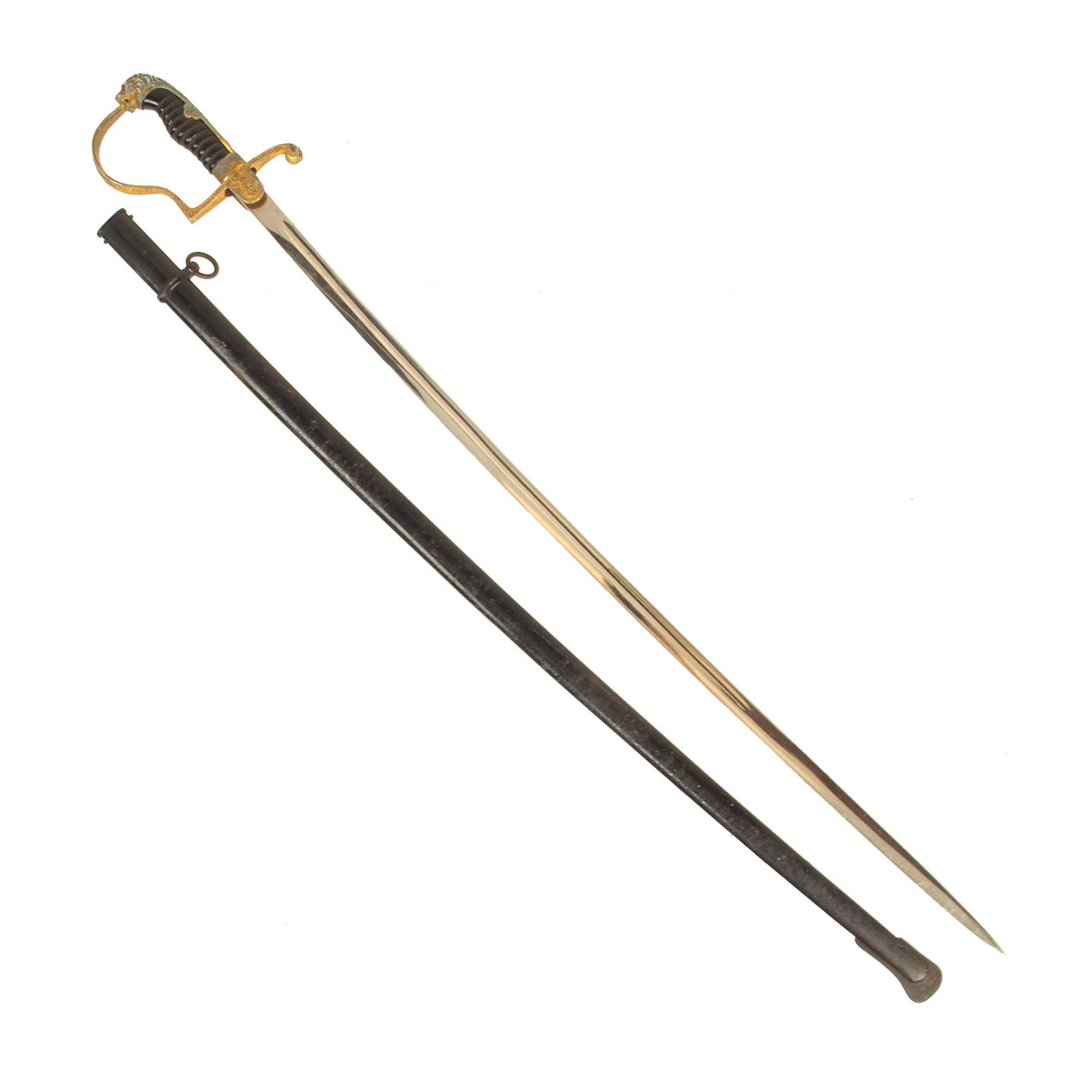 Buy Original German WWII Army Officers Lion Head Sword by F. W. Höller of Solingen with Scabbard | Original Firearms Antique For Sale