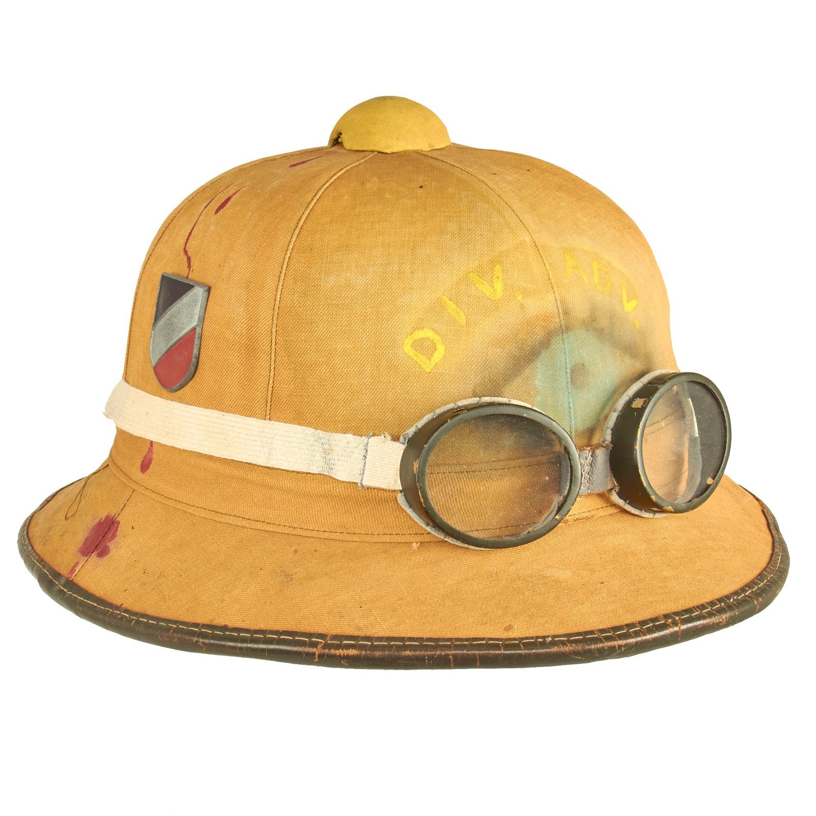 Buy Original German WWII USGI Decorated 1st Model Afrikakorps DAK Sun Helmet with Badges & Goggles | Original Firearms Antique For Sale