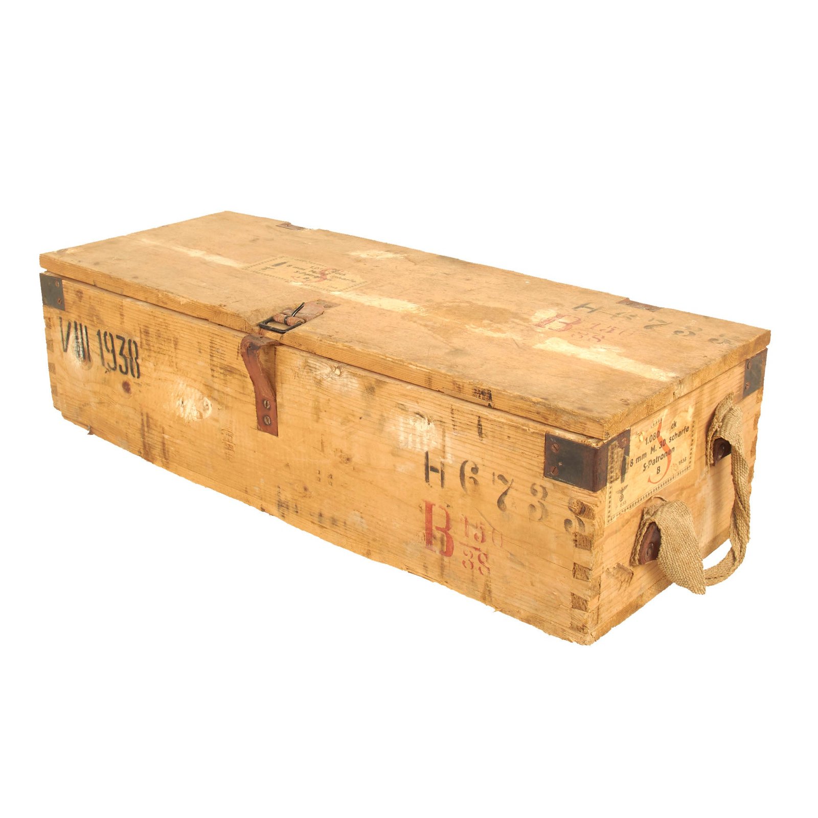 Buy Original German WWII Austrian Mannlicher M30 8×56mmR Ammunition Crate - dated 1938 | Original Firearms Antique For Sale