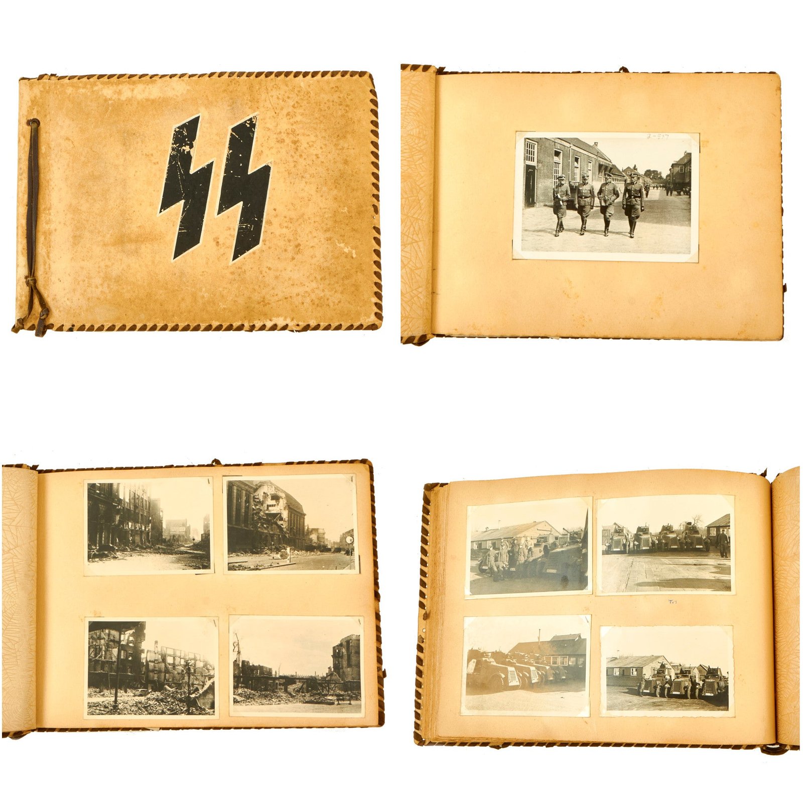 Buy Original German WWII Waffen SS Personal Photo Album with Custom Runes Cover - 128 Photos | Original Firearms Antique For Sale