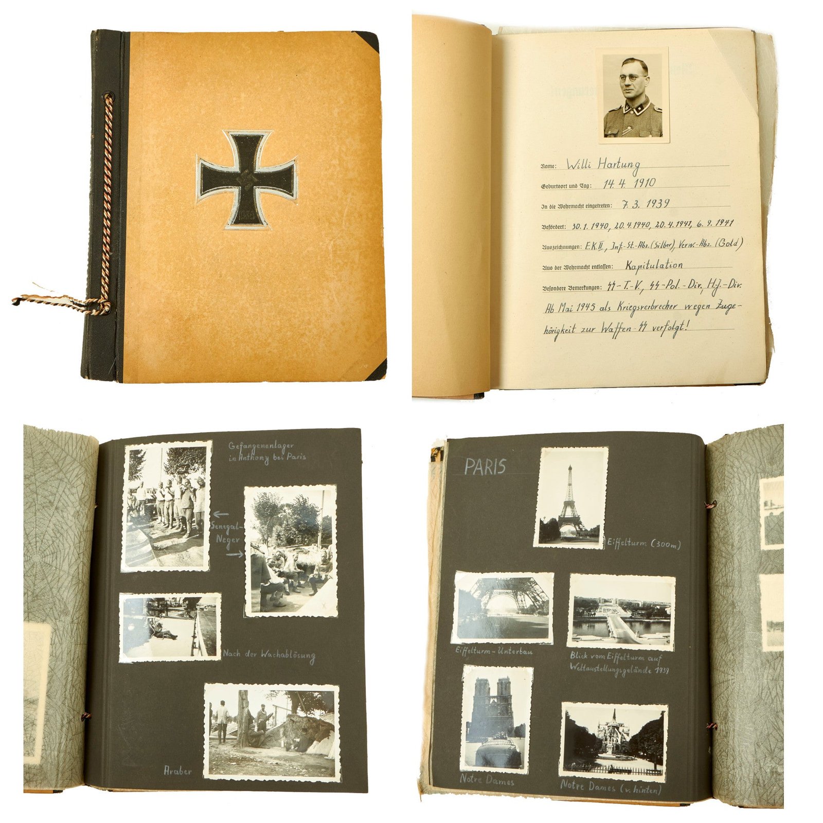 Buy Original German WWII Named Waffen SS Personal Photo Album with Iron Cross Cover - 66 Photos | Original Firearms Antique For Sale