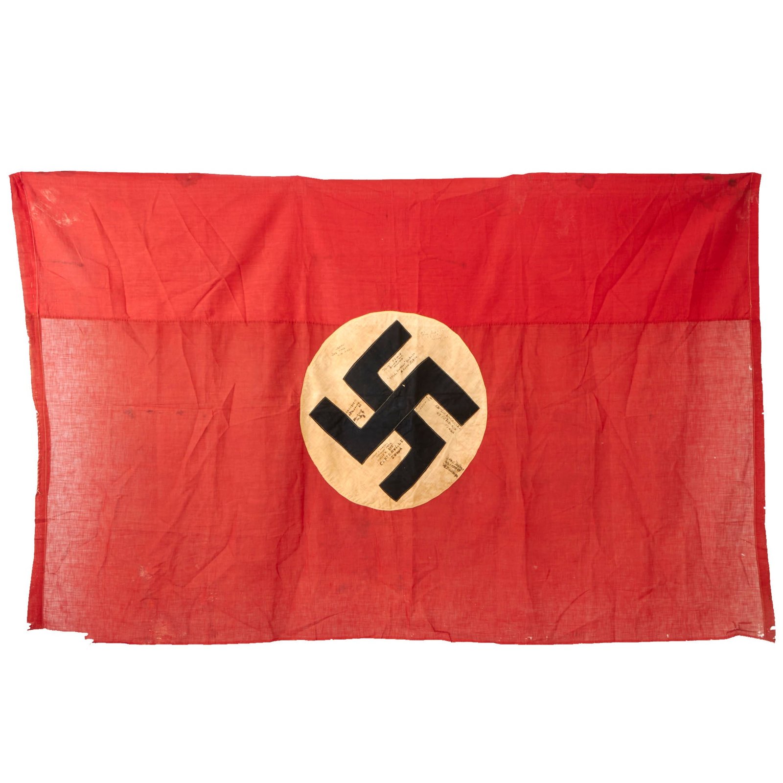 Buy Original German WWII 29th Infantry Division USGI Captured & Signed NSDAP Double Sided Political Flag - 45" x 72" | Original Firearms Antique For Sale