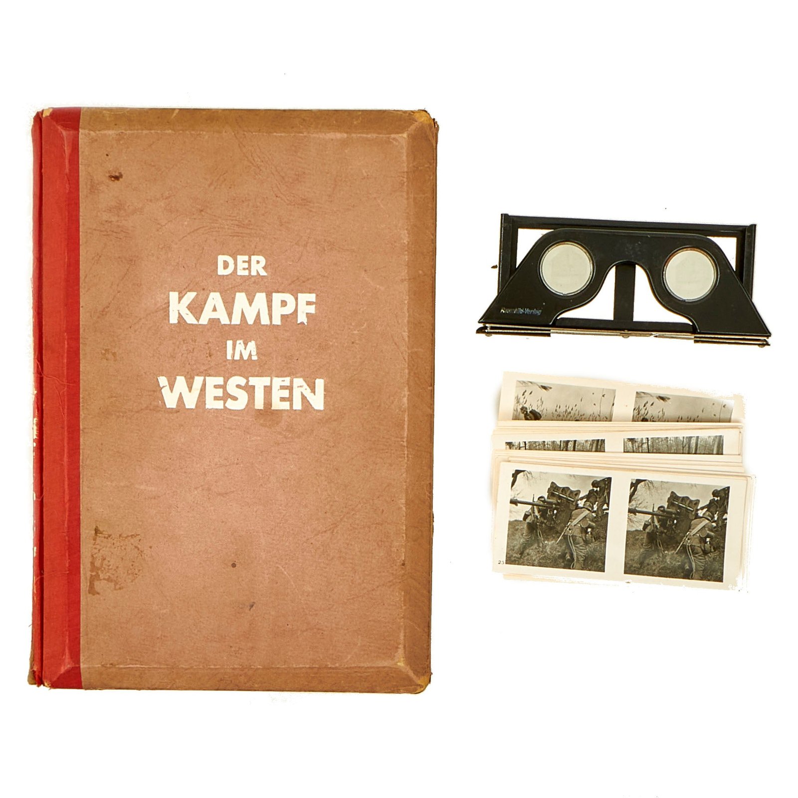 Buy Original German WWII Stereoscopic Fall of France "Der Kampf im Westen" Photo Book - Complete With Viewer and 100 Stereograms | Original Firearms Antique For Sale
