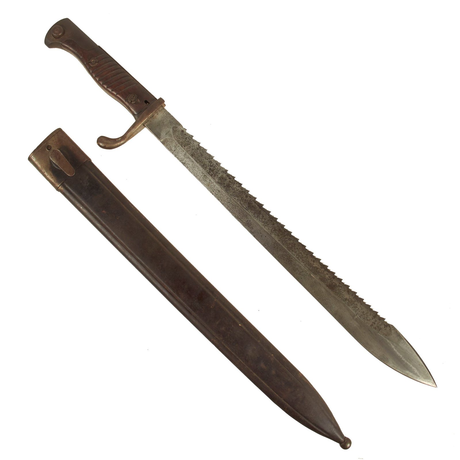Buy Original German WWI M1898/05 n/A Butcher Sawback Bayonet by DEMAG with Scabbard - dated 1916 | Original Firearms Antique For Sale