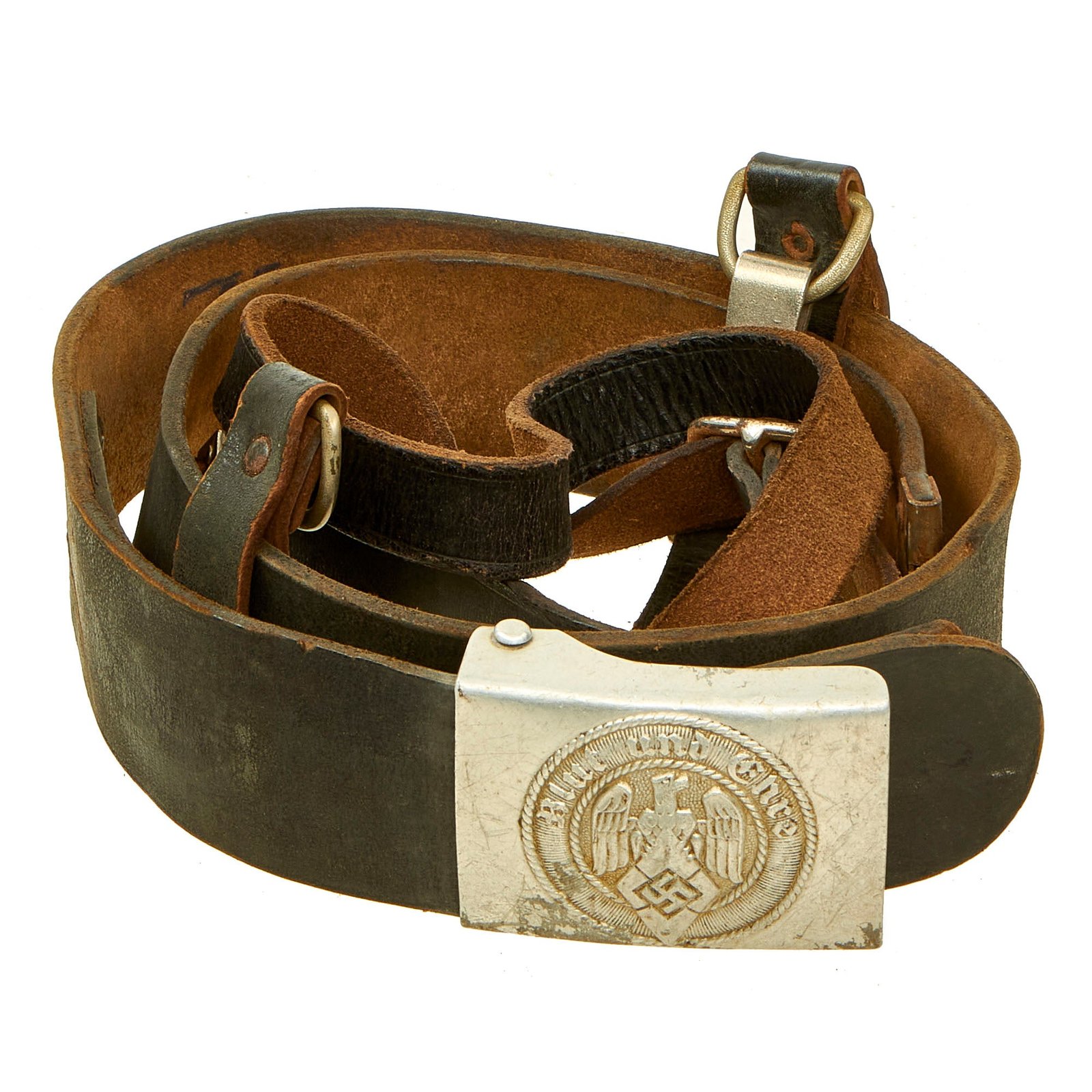 Buy Original German WWII Named HJ Knife Belt & Cross Strap with Aluminum Buckle by Richard Sieper & Söhne - RZM M4/38 | Original Firearms Antique For Sale