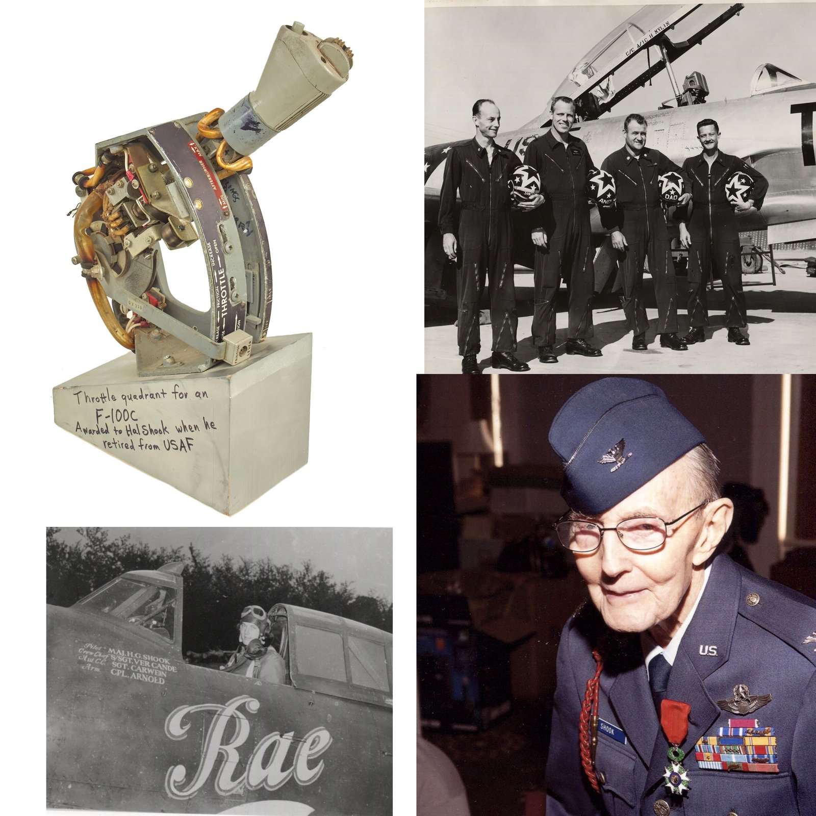 Buy Original U.S. Cold War Era North American F-100 Super Sabre Throttle Quadrant Presented To D-Day Veteran Colonel Hal Shook Upon Retirement | Original Firearms Antique For Sale