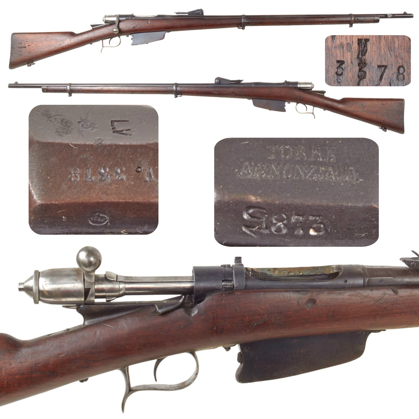 Original Italian Vetterli M1870/87/15 Infantry Rifle Serial V.3378 by Torre Annunziata Converted to 6.5mm - Dated 1873