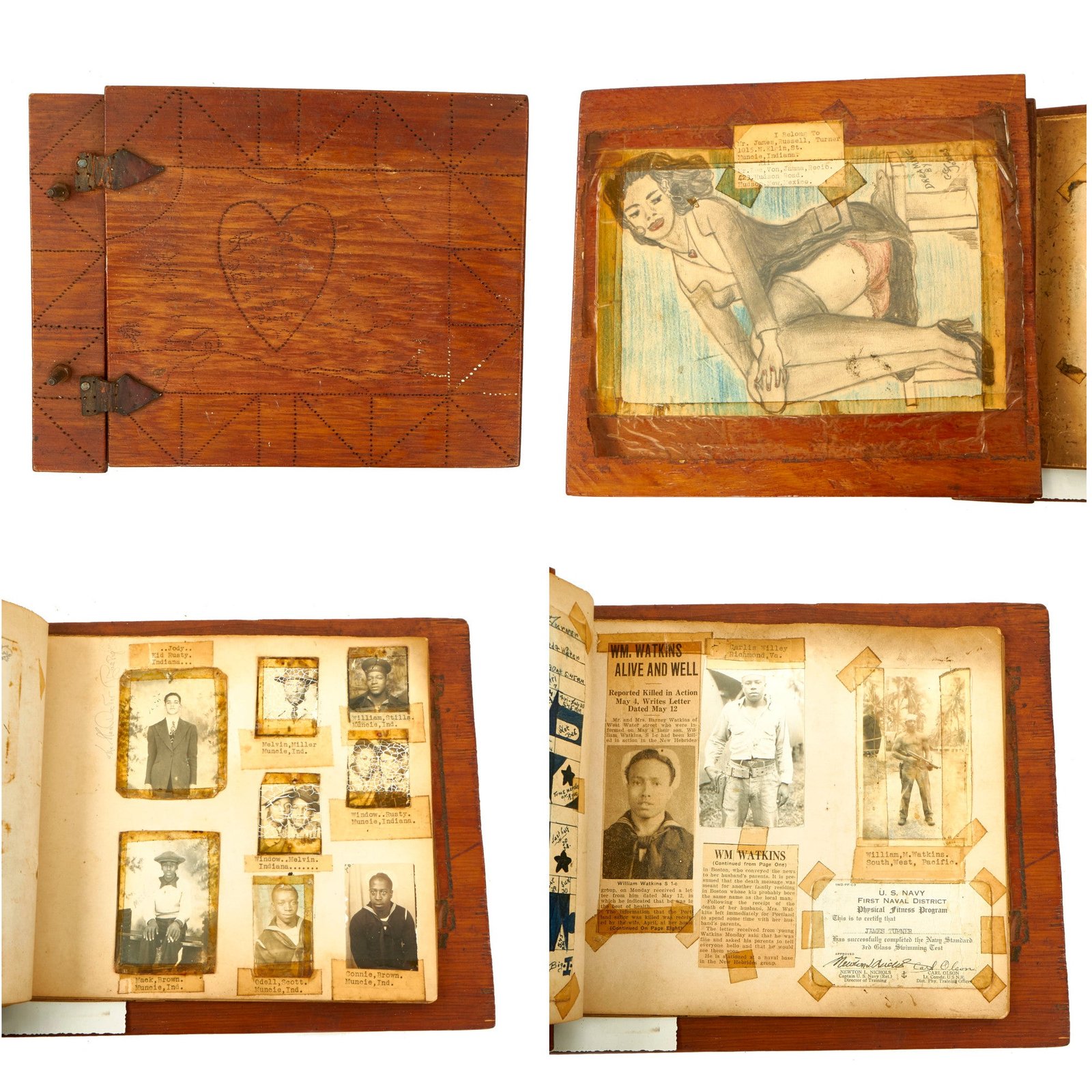Buy Original U.S. WWII US Navy African-American Sailor Southwest Pacific Wood Photo Album For Seaman First Class James Turner - 97 Photos | Original Firearms Antique For Sale