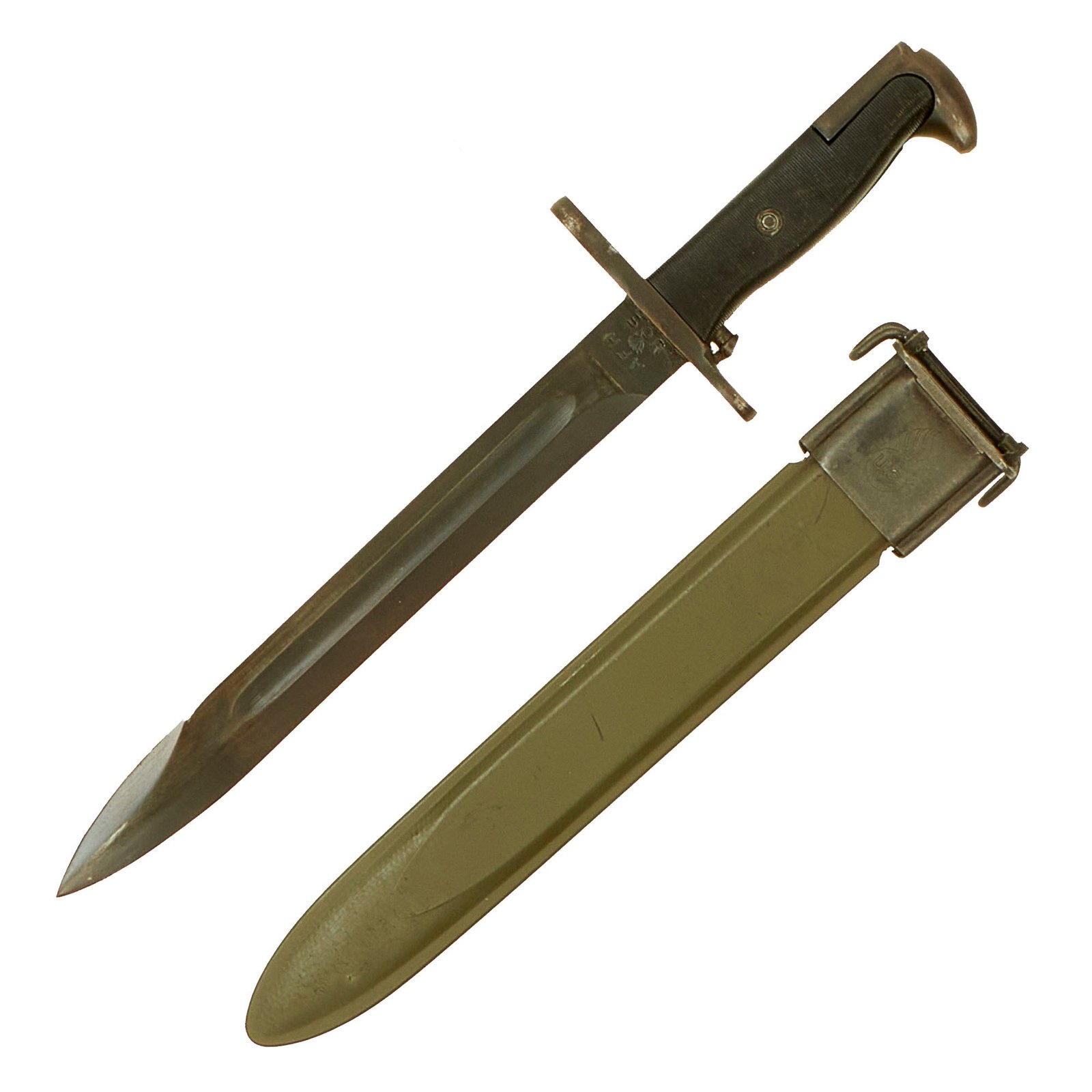 Buy Original U.S. WWII M1 Garand 10 inch Cut Down Bayonet by American Fork & Hoe with M7 Scabbard | Original Firearms Antique For Sale