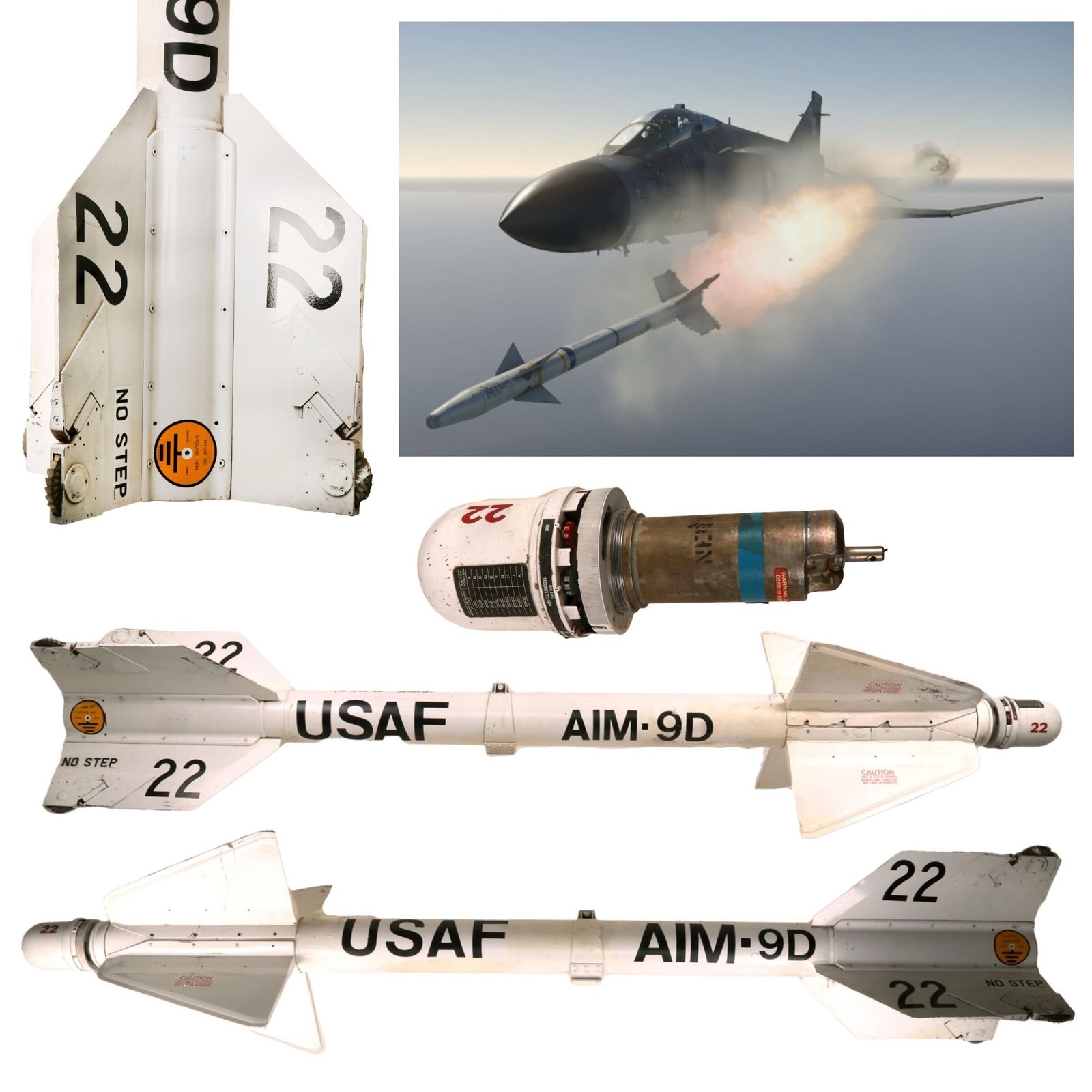 Buy Original U.S. Vietnam War Era Inert AIM-9B Sidewinder Missile with FMU-56D Proximity Fuze - Altered for Museum Display | Original Firearms Antique For Sale