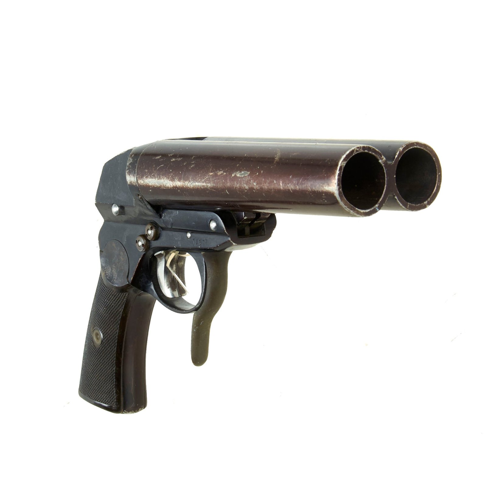 Buy Original German WWII Luftwaffe Double Barrel Flare Signal Pistol by Krieghoff Dated 1941 - Serial 14677 | Original Firearms Antique For Sale