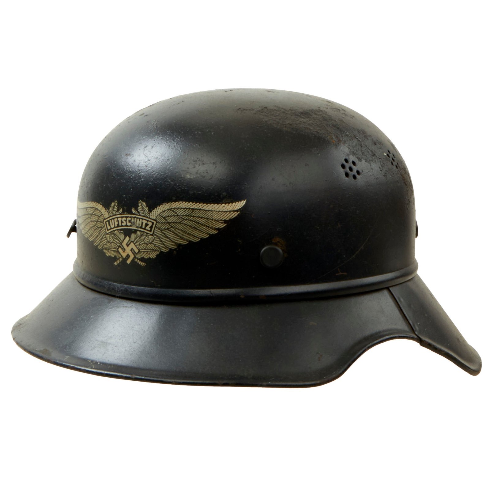 Buy Original German WWII M38 Luftschutz Beaded Gladiator Air Defense Helmet with 56cm Liner - dated 1939 | Original Firearms Antique For Sale