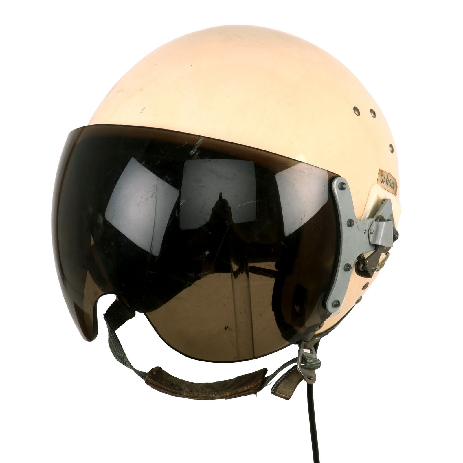 Buy Original Cold War Soviet MIG Jet Fighter Flying Helmet ZSh-5MKV2 with Grim Reaper Sticker | Original Firearms Antique For Sale