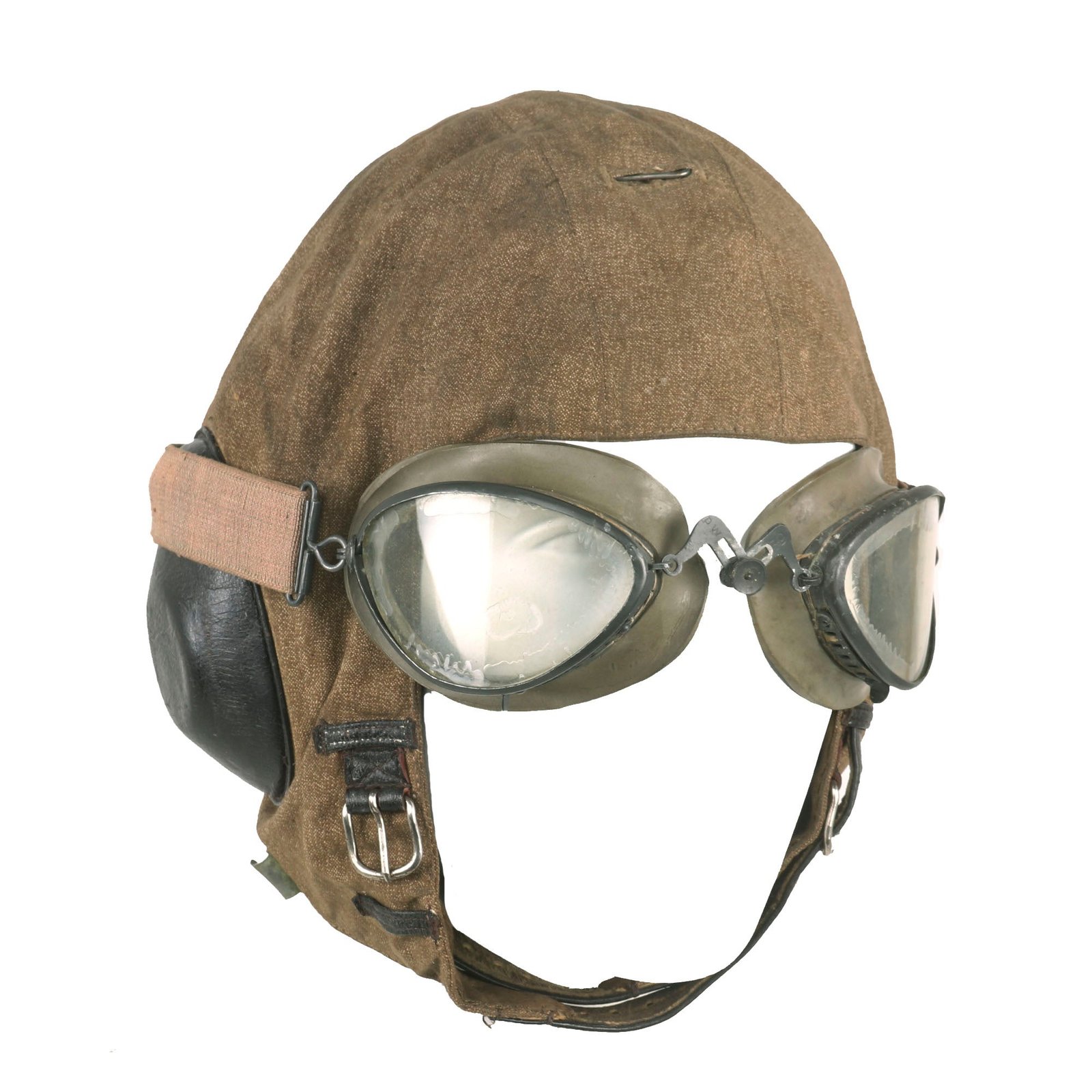 Buy Original WWII German 1939 Luftwaffe LKP S101 Summer Pilot Flying Helmet with Earphones & Goggles | Original Firearms Antique For Sale