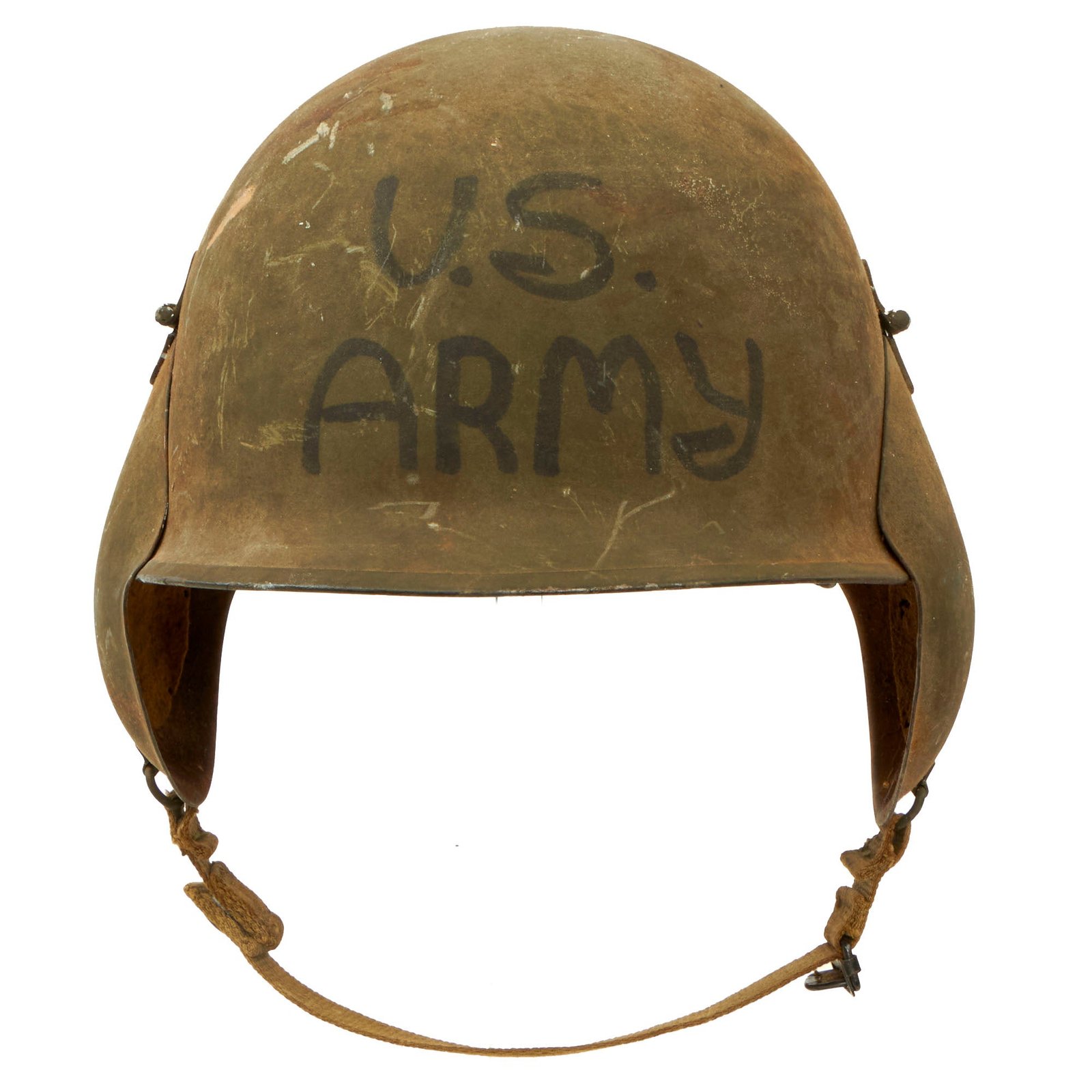 Buy Original U.S. WWII USAAF Bomber Crew M3 Steel FLAK Helmet with Painted U.S. Army & Medic / Cross Symbols - Full Liner & Chinstrap | Original Firearms Antique For Sale
