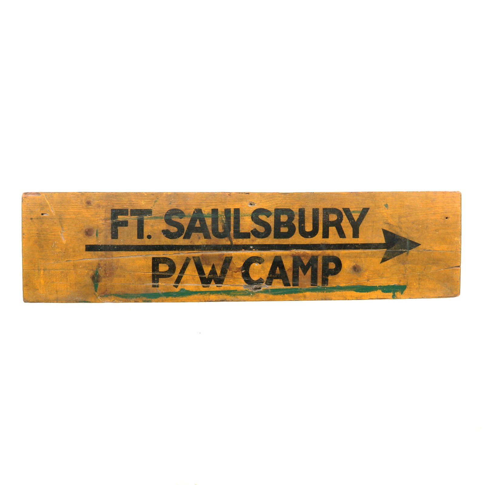 Buy Original U.S. WWII Fort Saulsbury Prisoner of War Camp Sign - 7½ x 30” | Original Firearms Antique For Sale