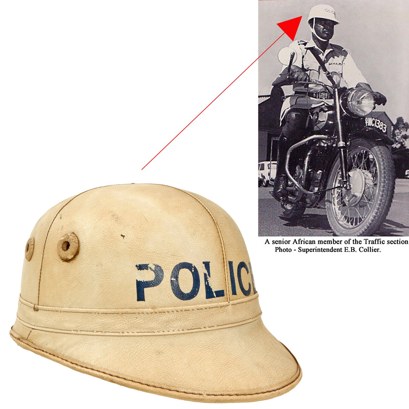 Buy Original Rhodesian Bush War Era Leather Police Officer Helmet | Original Firearms Antique For Sale