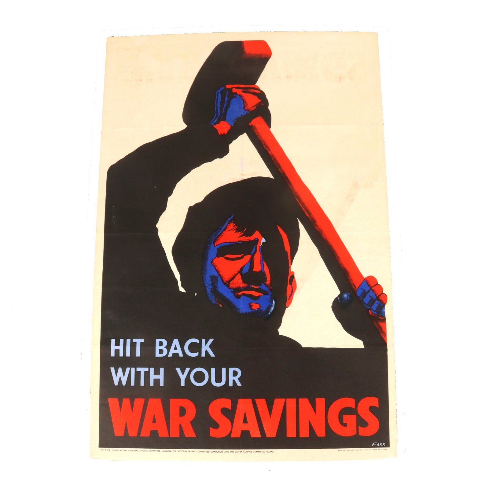 Buy Original British WWII “Hit Back with your War Savings” Propaganda Poster - 20 x 30” | Original Firearms Antique For Sale