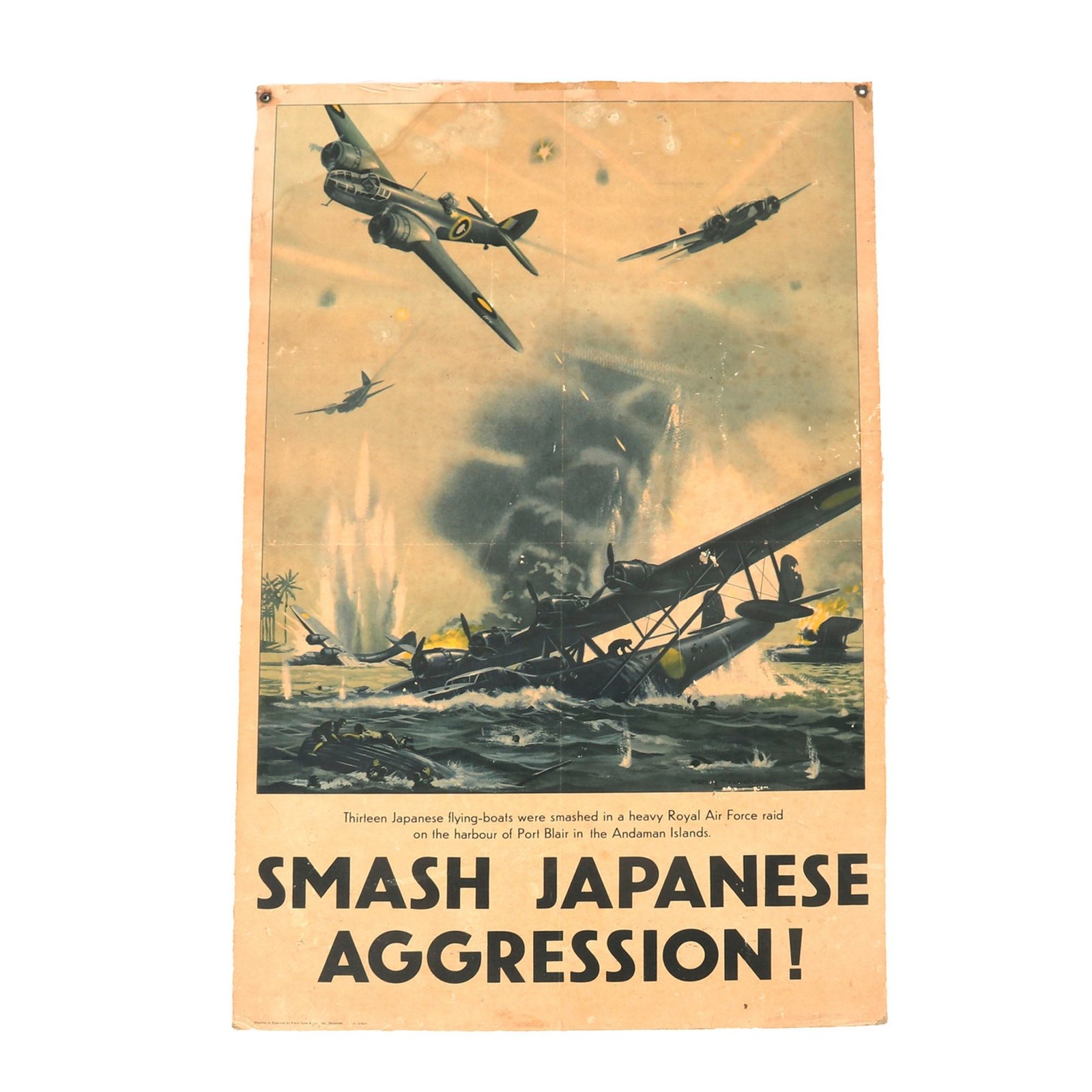 Buy Original British WWII Anti-Japanese Propaganda Board - Smash Japanese Aggression - 19 x 29” | Original Firearms Antique For Sale