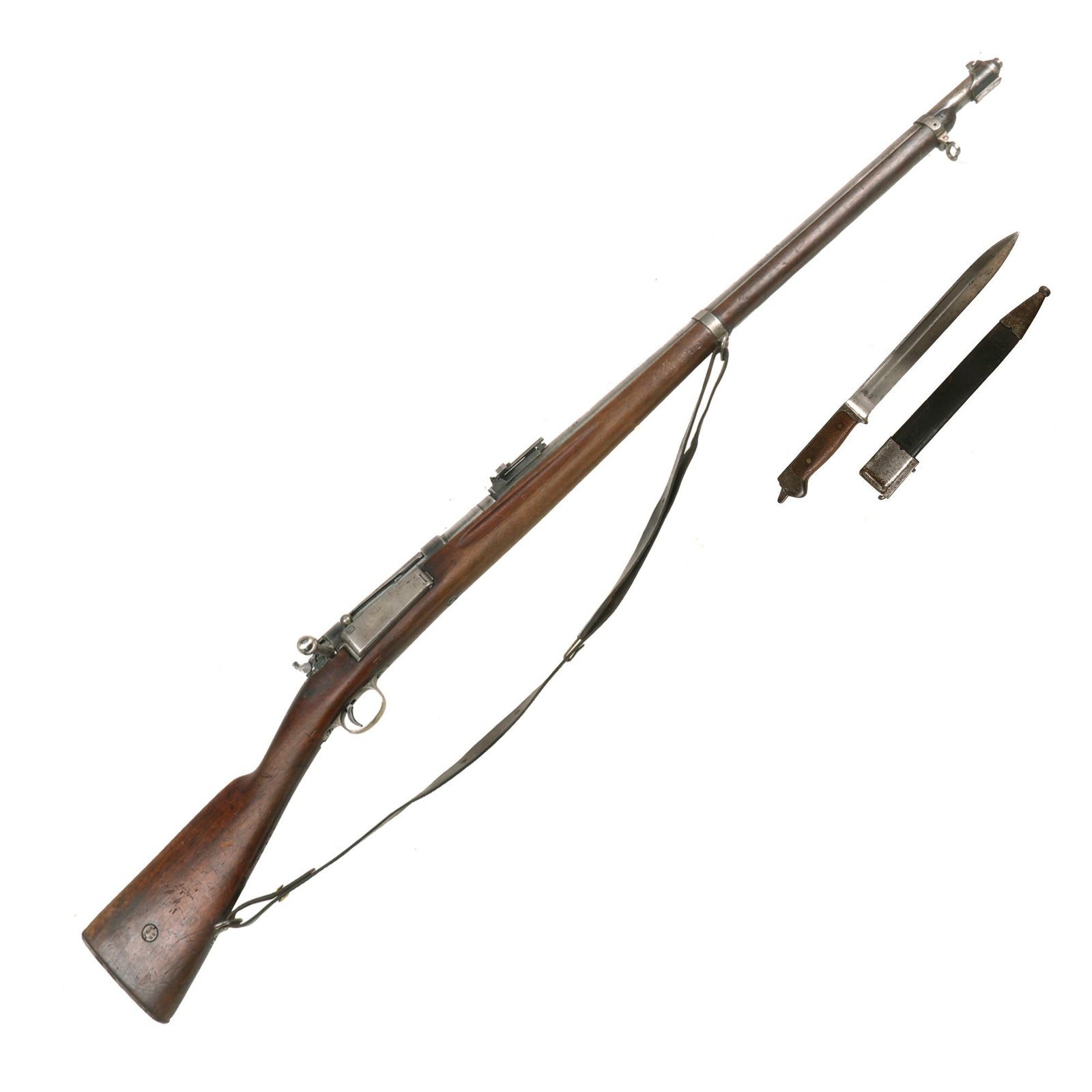 Buy Original Danish Krag–Jørgensen Gevær M/89 Infantry Rifle with Duffle Cut Stock & Bayonet Serial 43734 - Dated 1895 | Original Firearms Antique For Sale