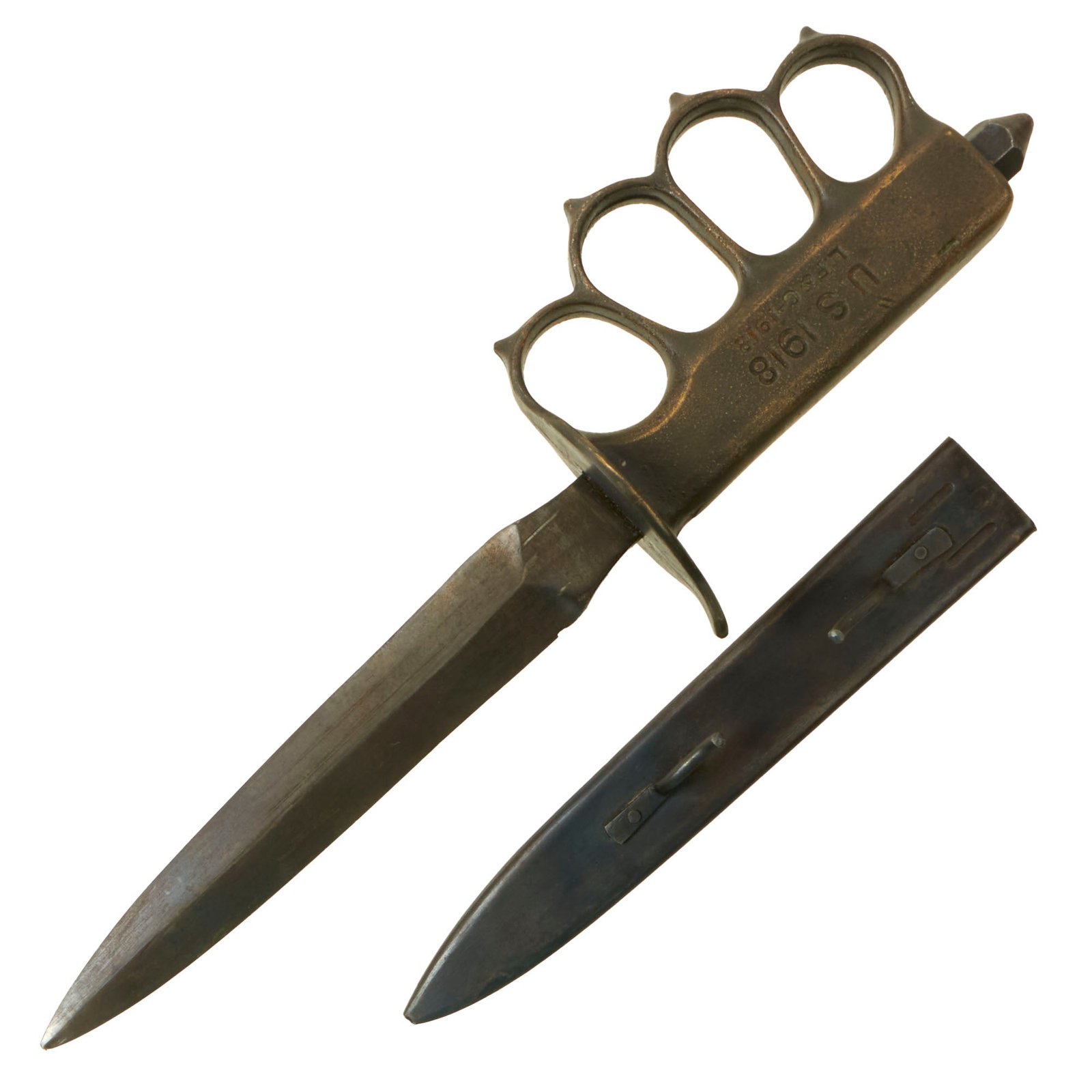 Buy Original U.S. WWI Model 1918 Mark I Trench Knife by L. F. & C. with French Steel Scabbard | Original Firearms Antique For Sale