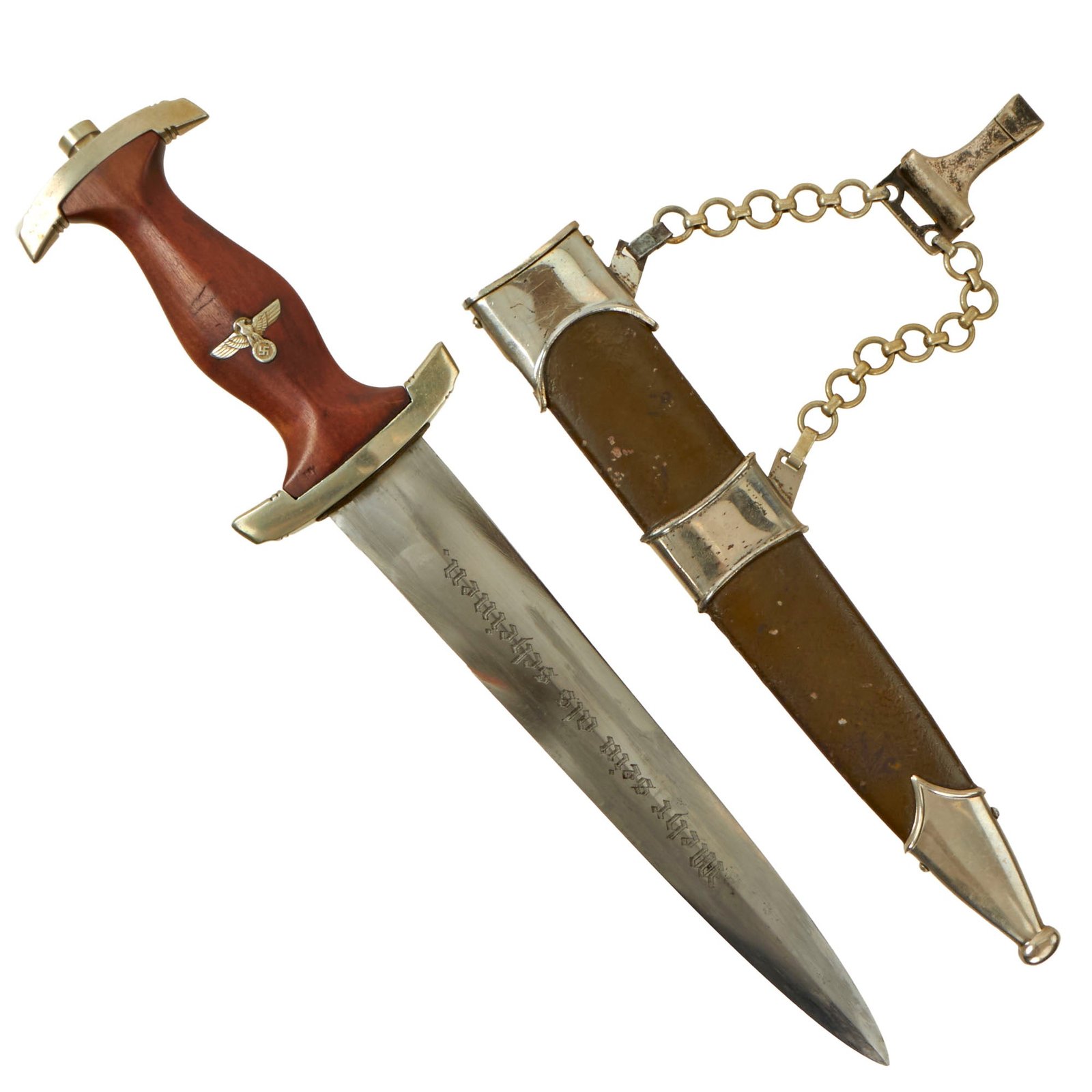 Buy Original Rare German WWII NPEA Chained Leader Dagger by Karl Burgsmüller of Berlin with Scabbard | Original Firearms Antique For Sale