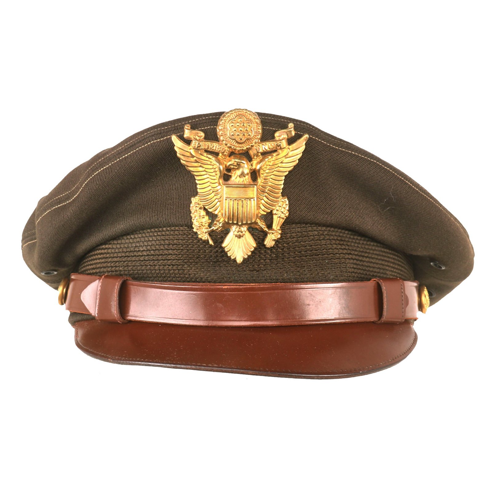 Buy Original U.S. WWII Army Air Force Officer Crusher Cap With Rear Chin Strap by Flight Ace | Original Firearms Antique For Sale
