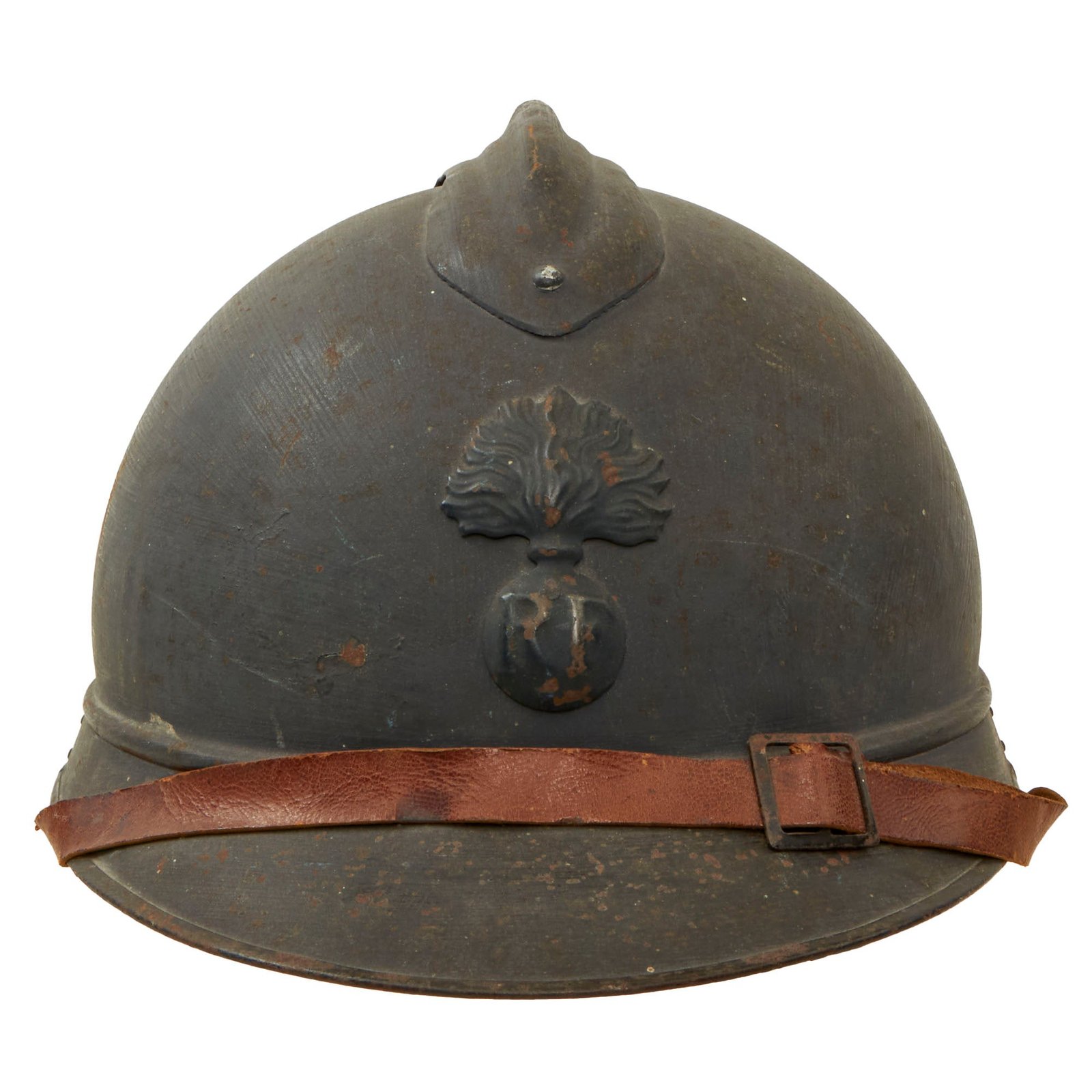Buy Original French WWI Issue Model 1915 Infantry Adrian Helmet in Horizon Blue with Liner & Chinstrap - Size 59 | Original Firearms Antique For Sale