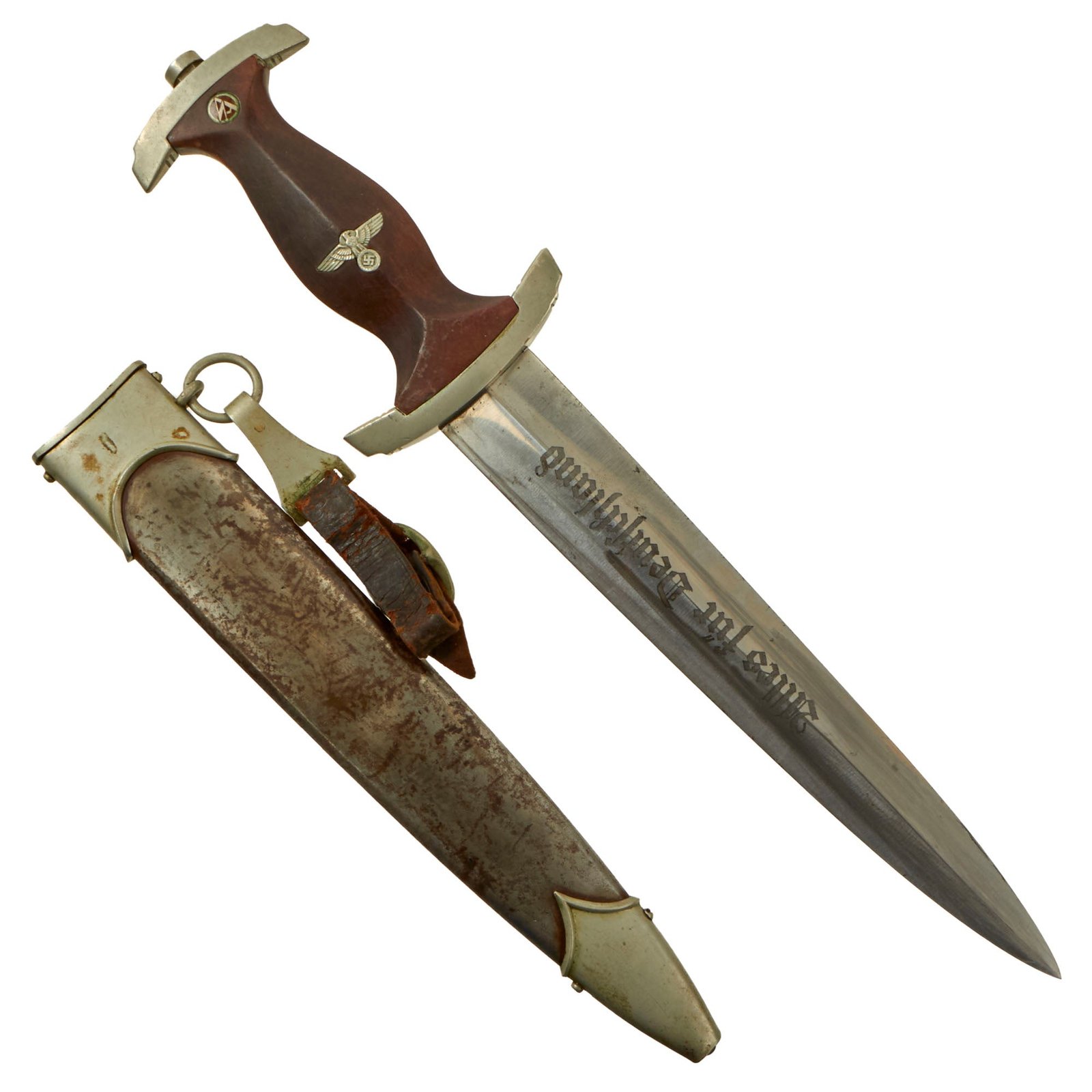 Buy Original German Early WWII SA Dagger by Rare Maker Gottfried Müller of Herges-Vogtei with Scabbard and Hanger | Original Firearms Antique For Sale