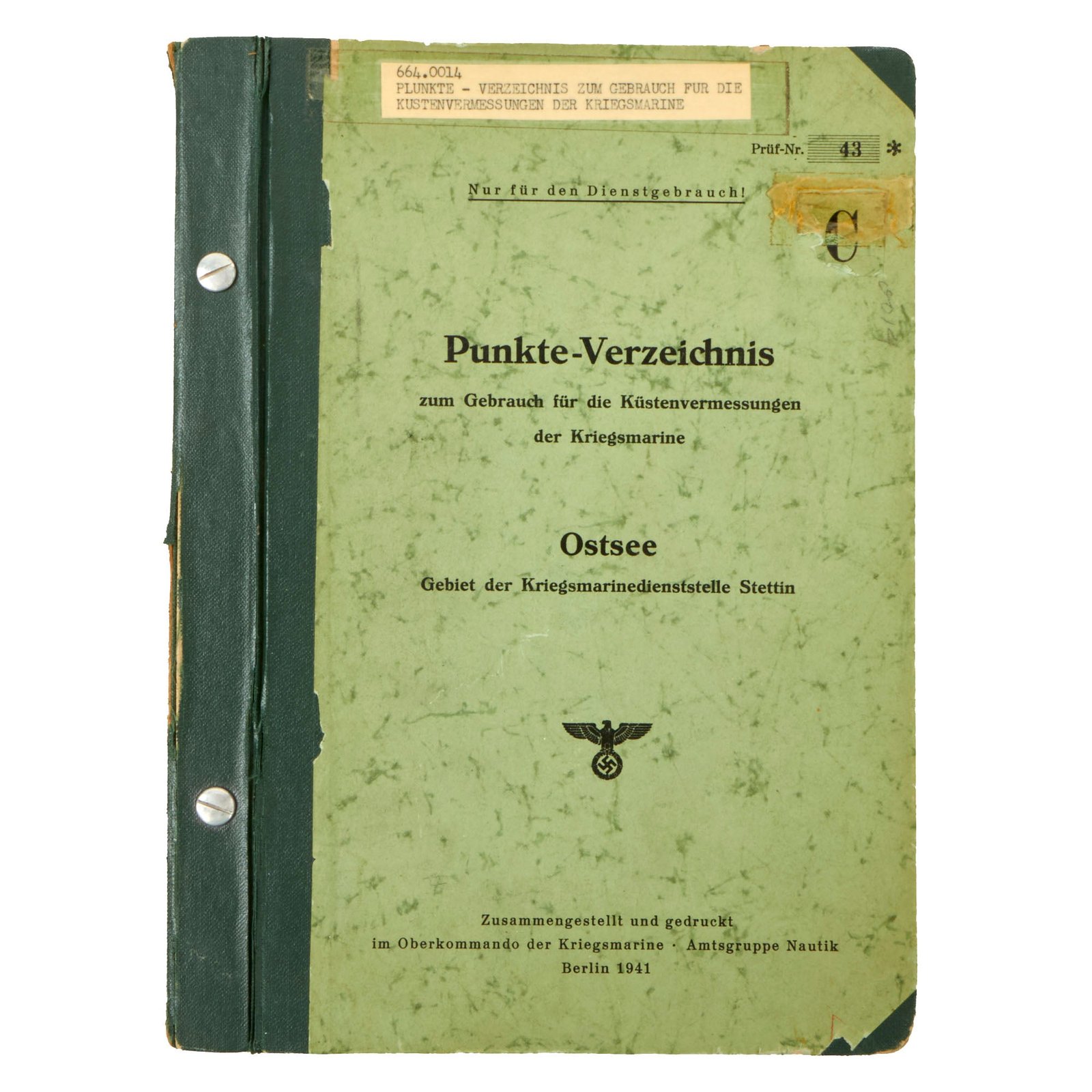 Buy Original German WWII Kriegsmarine Navy Baltic Sea Coastal Survey Reference Book - As Used by Mine Sweepers | Original Firearms Antique For Sale