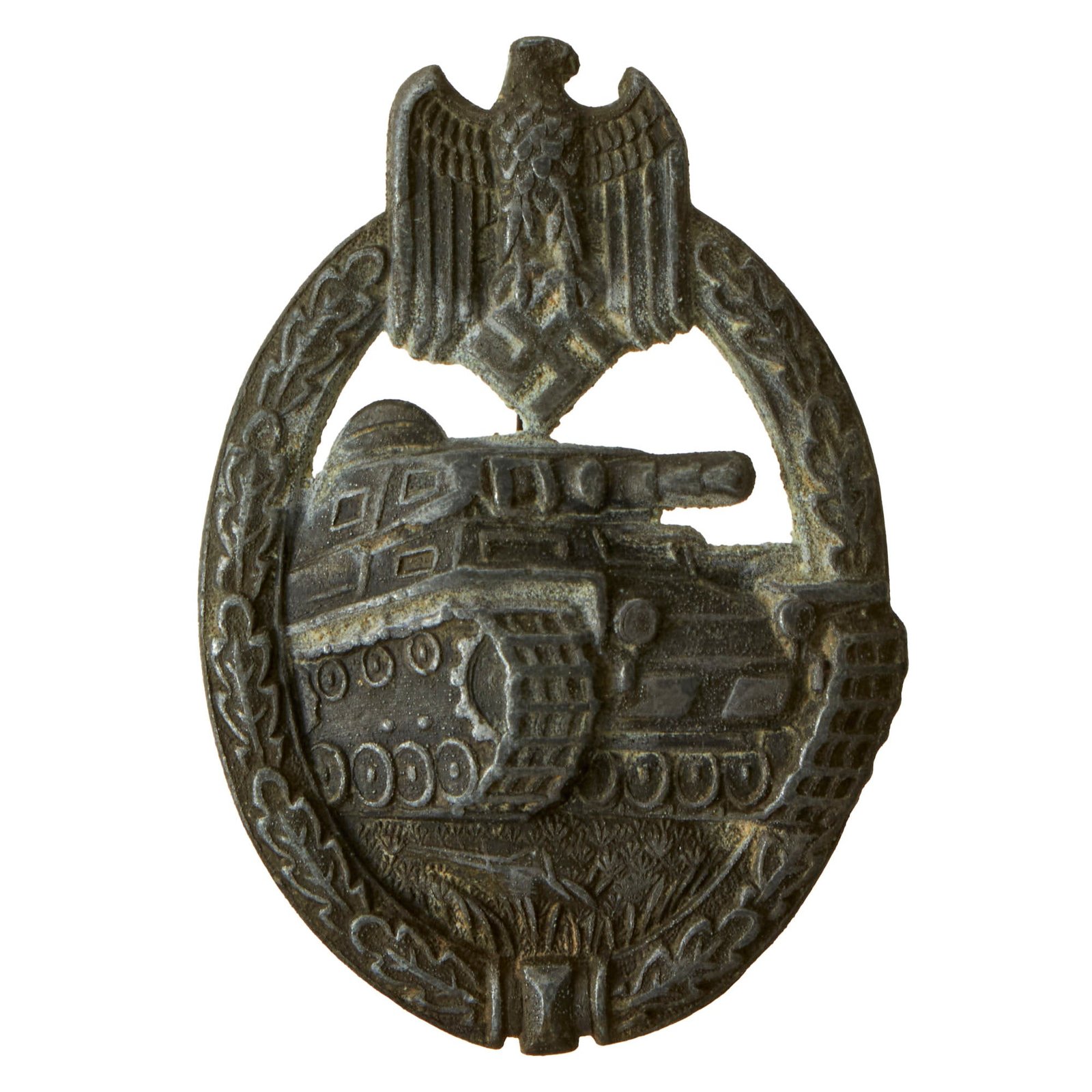 Buy Original German WWII Silver Grade Panzer Assault Tank Badge - Unmarked Scoop Back Style | Original Firearms Antique For Sale