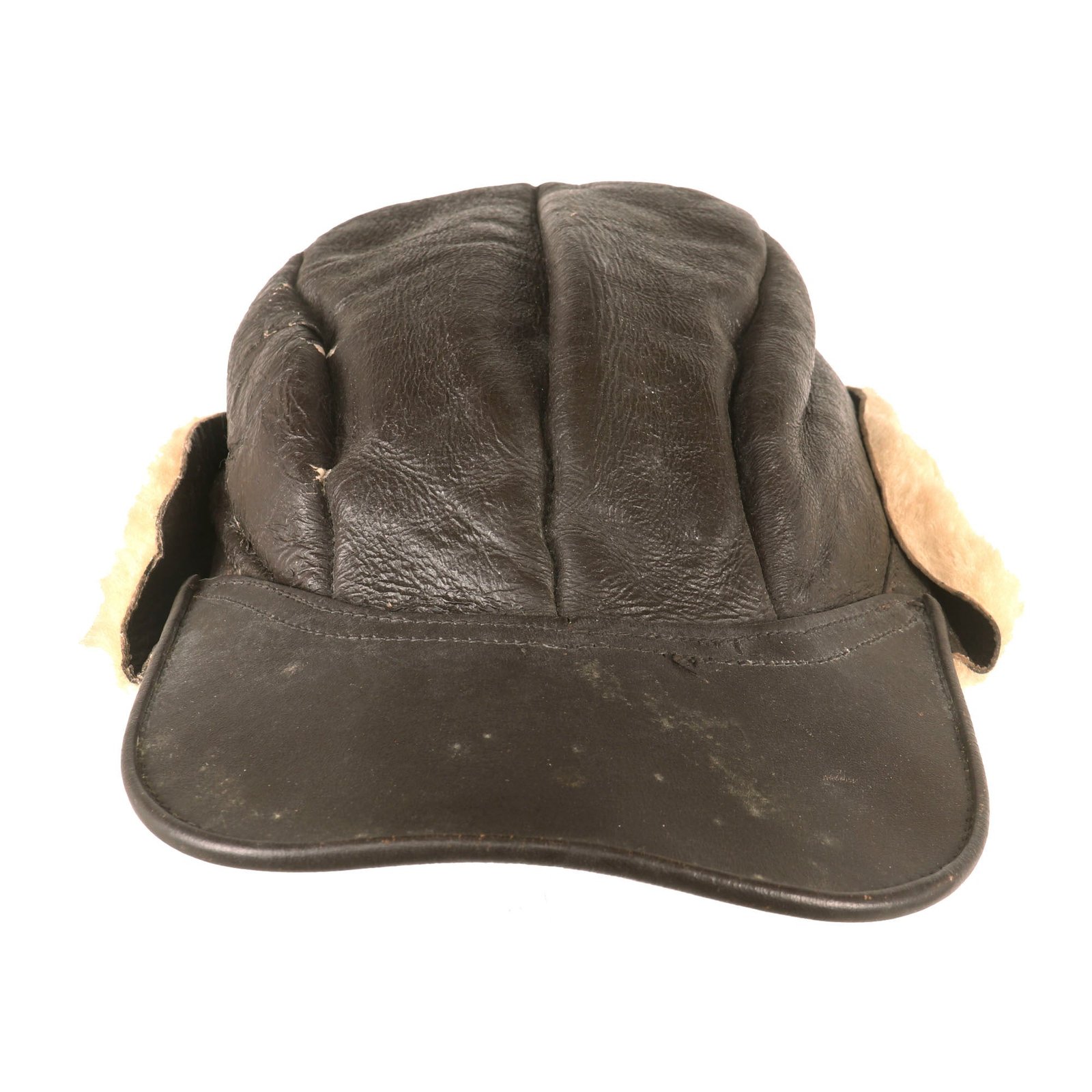 Buy Original U.S. WWII Army Air Forces B-2 Gunner & Air Crew Shearling Leather Billed Cap | Original Firearms Antique For Sale