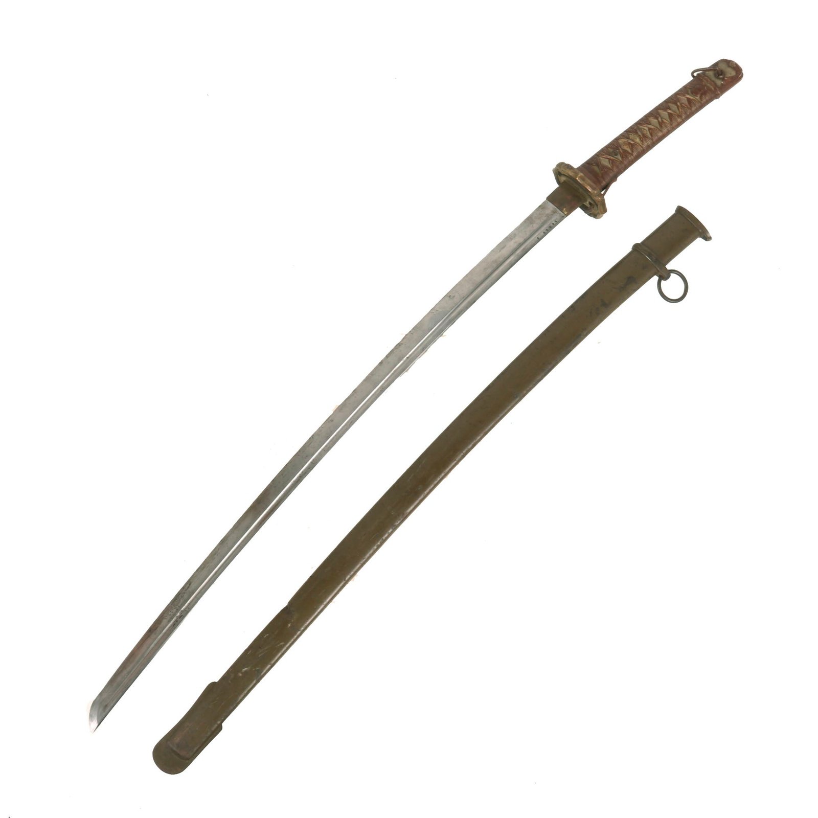 Buy Original WWII Japanese Army Type 95 NCO Aluminum Handle Katana Sword with Scabbard - Matched Serial 44260 | Original Firearms Antique For Sale