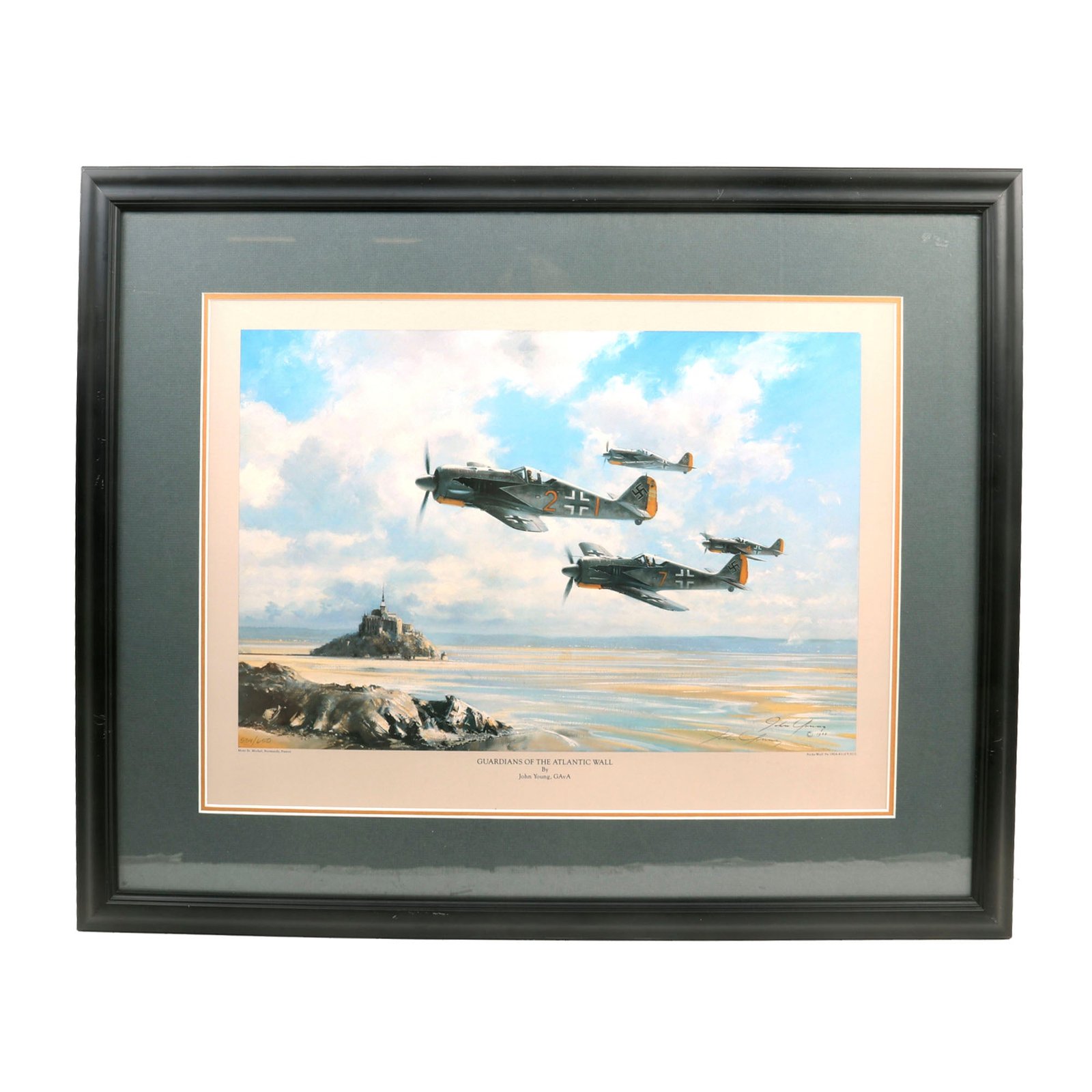 Buy Original Signed Limited Edition Print: Framed “Guardians of the Atlantic Wall” by John Young - 24¼” x 30” | Original Firearms Antique For Sale