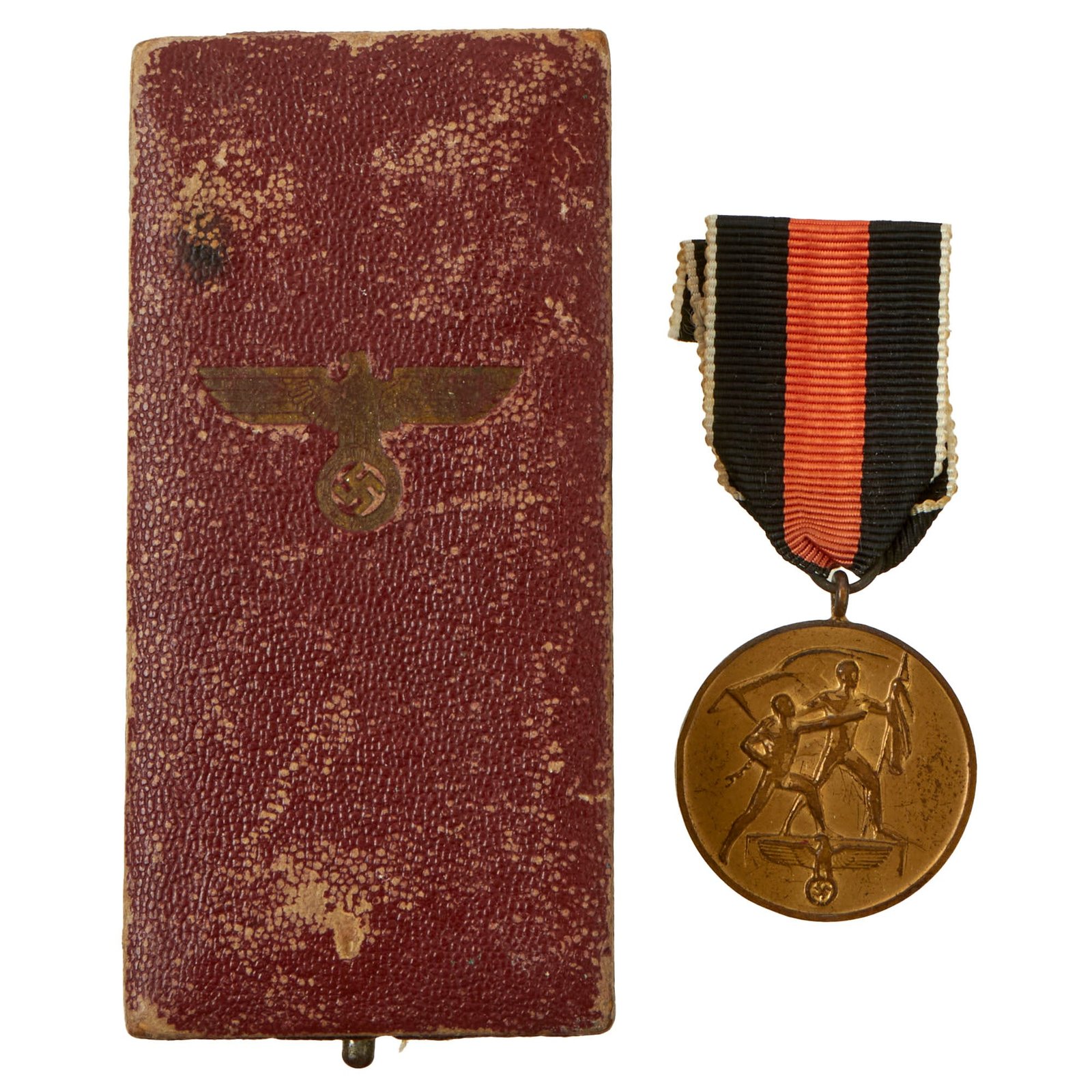 Buy Original German WWII Cased 1 October 1938 Commemorative Sudetenland and Czech Conquest Medal by Deschler & Sohn | Original Firearms Antique For Sale