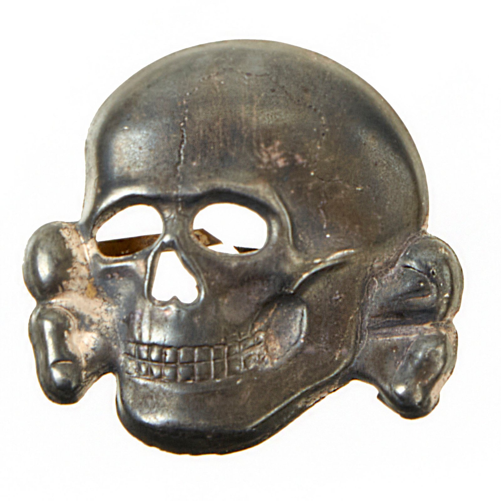 Buy Original Rare German WWII SS Totenkopf Skull Badge for Visor Caps Attributed to Deschler & Sohn - Schutzstaffel | Original Firearms Antique For Sale