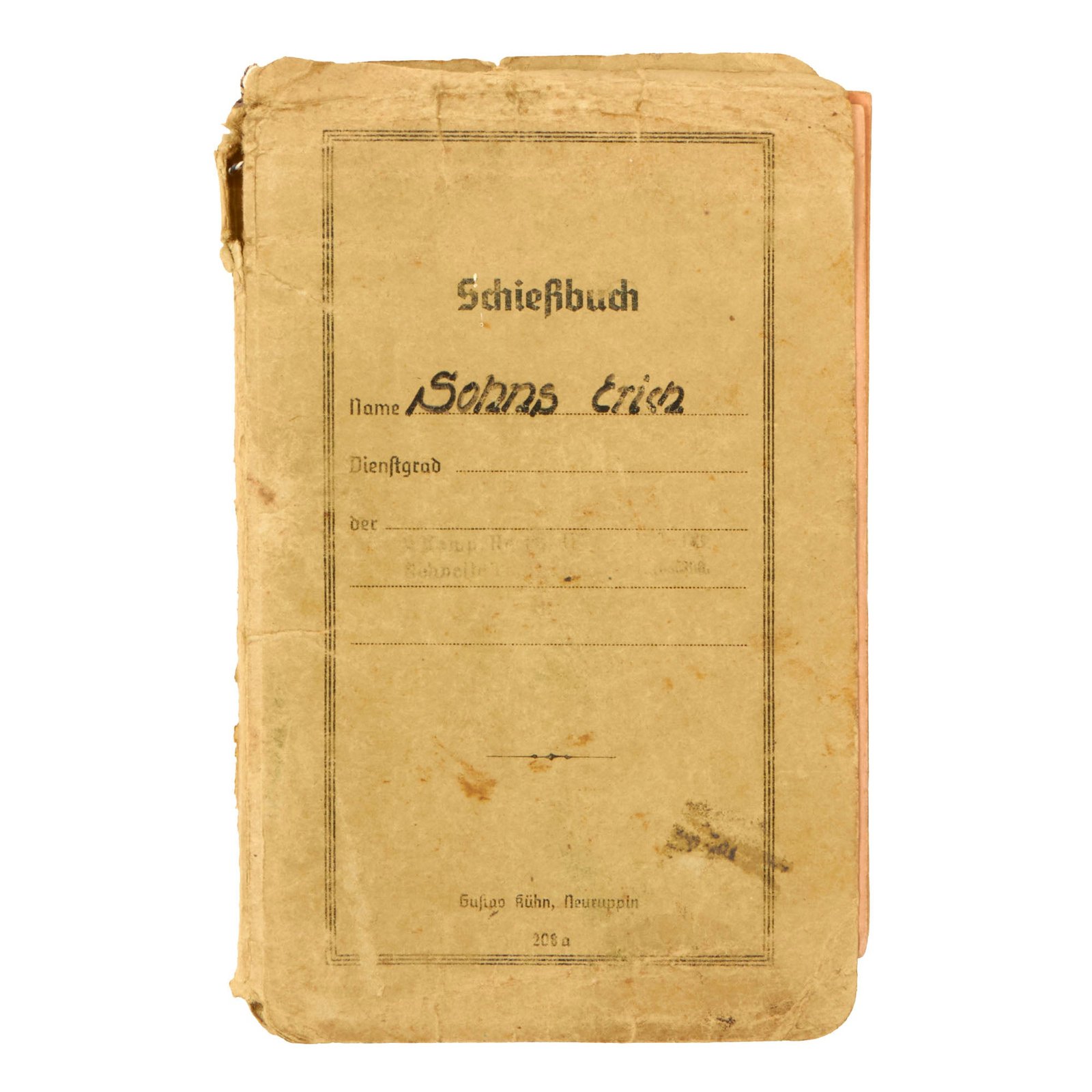Buy Original German WWII Schießbuch Shooting Proficiency Book Group Named to Erich Sohns with Light Machine Gun Book | Original Firearms Antique For Sale