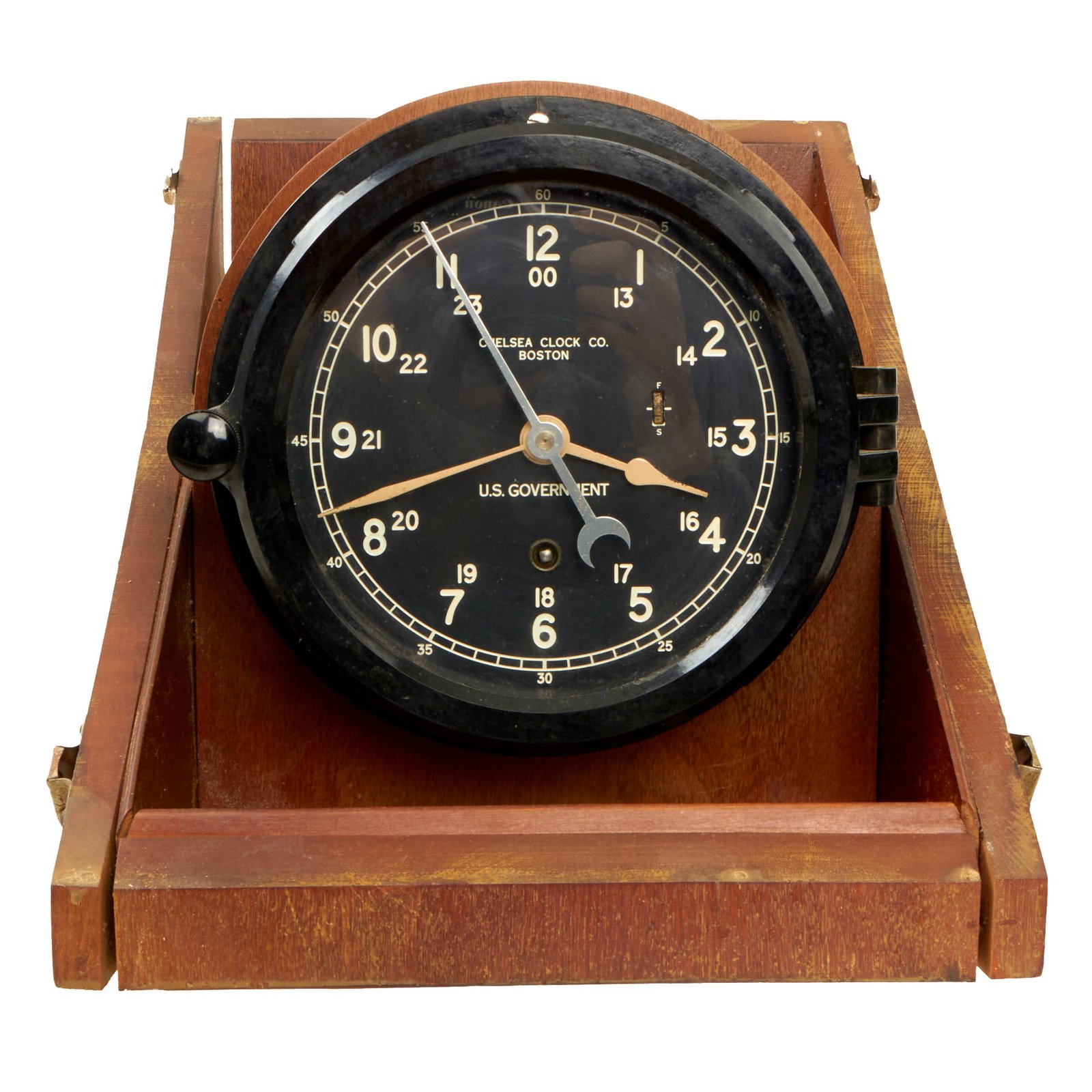 Buy Original U.S. Vietnam War Era Army Chelsea U.S. Government Clock in Case with Key - Fully Functional | Original Firearms Antique For Sale